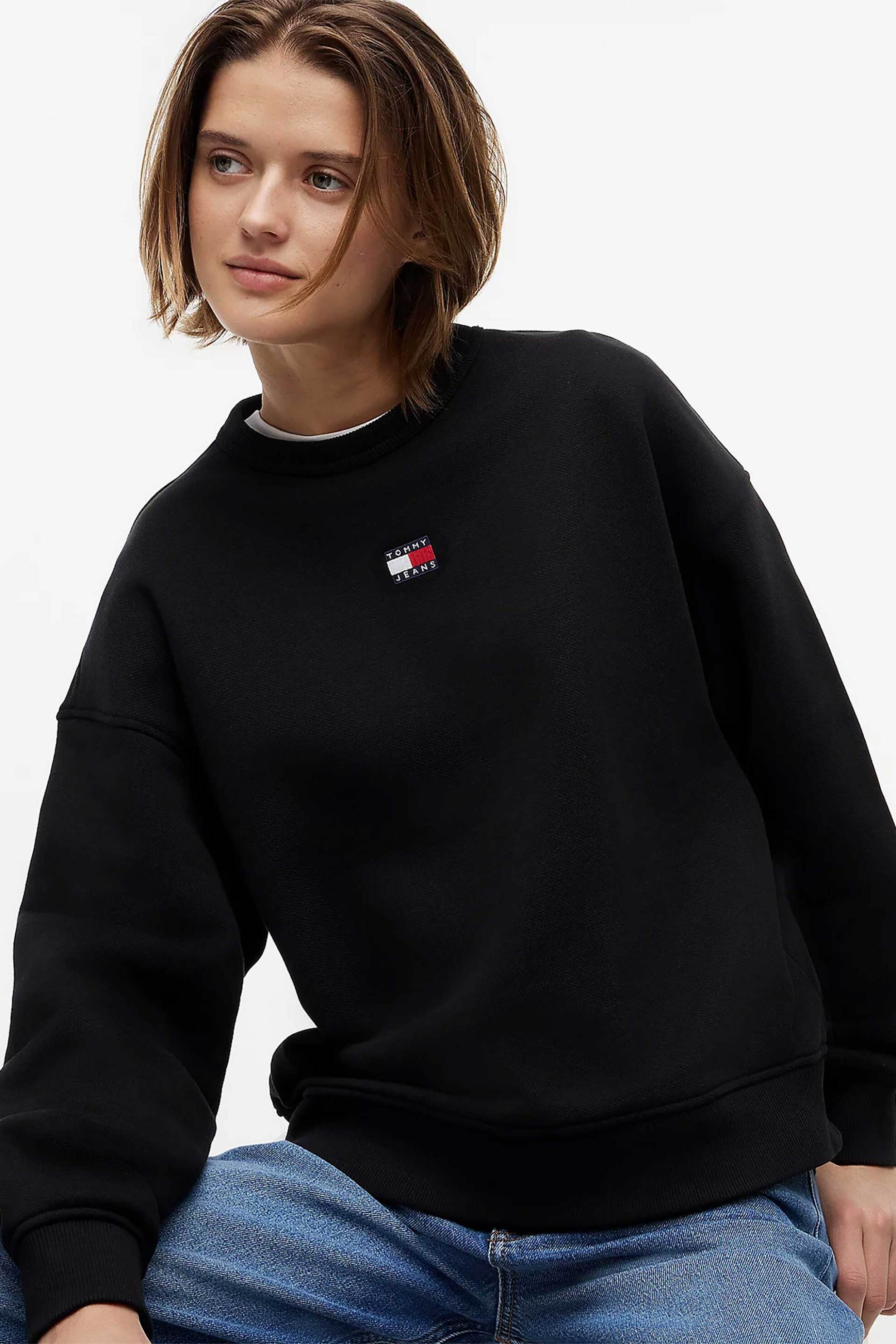 Tommy Jeans γυναικείο φούτερ με λογότυπο Boxy Fit - DW0DW17325 Μαύρο