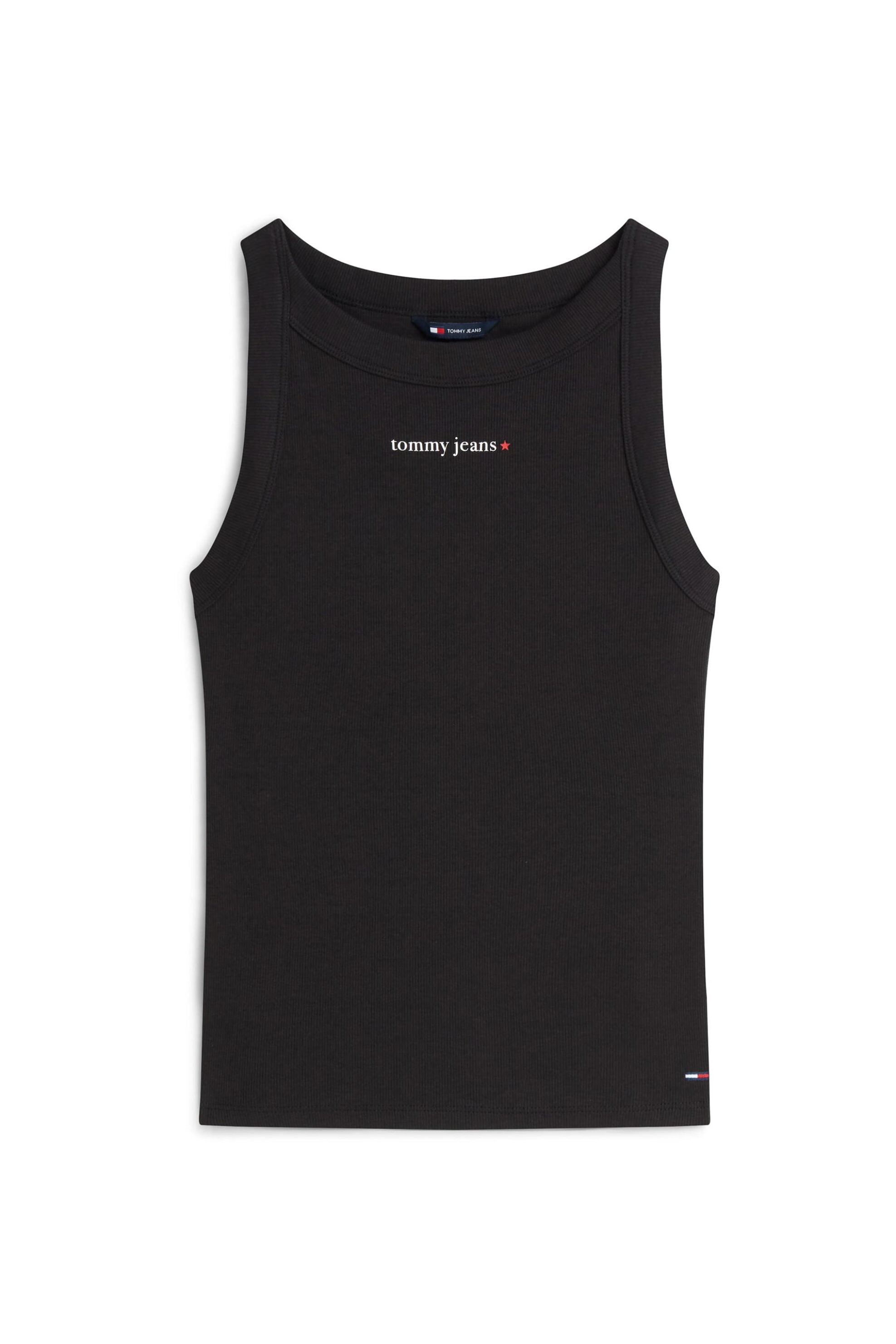 Tommy Jeans γυναικείο τοπ αμάνικο ribbed με λογότυπο Slim Fit - DW0DW22806 Μαύρο