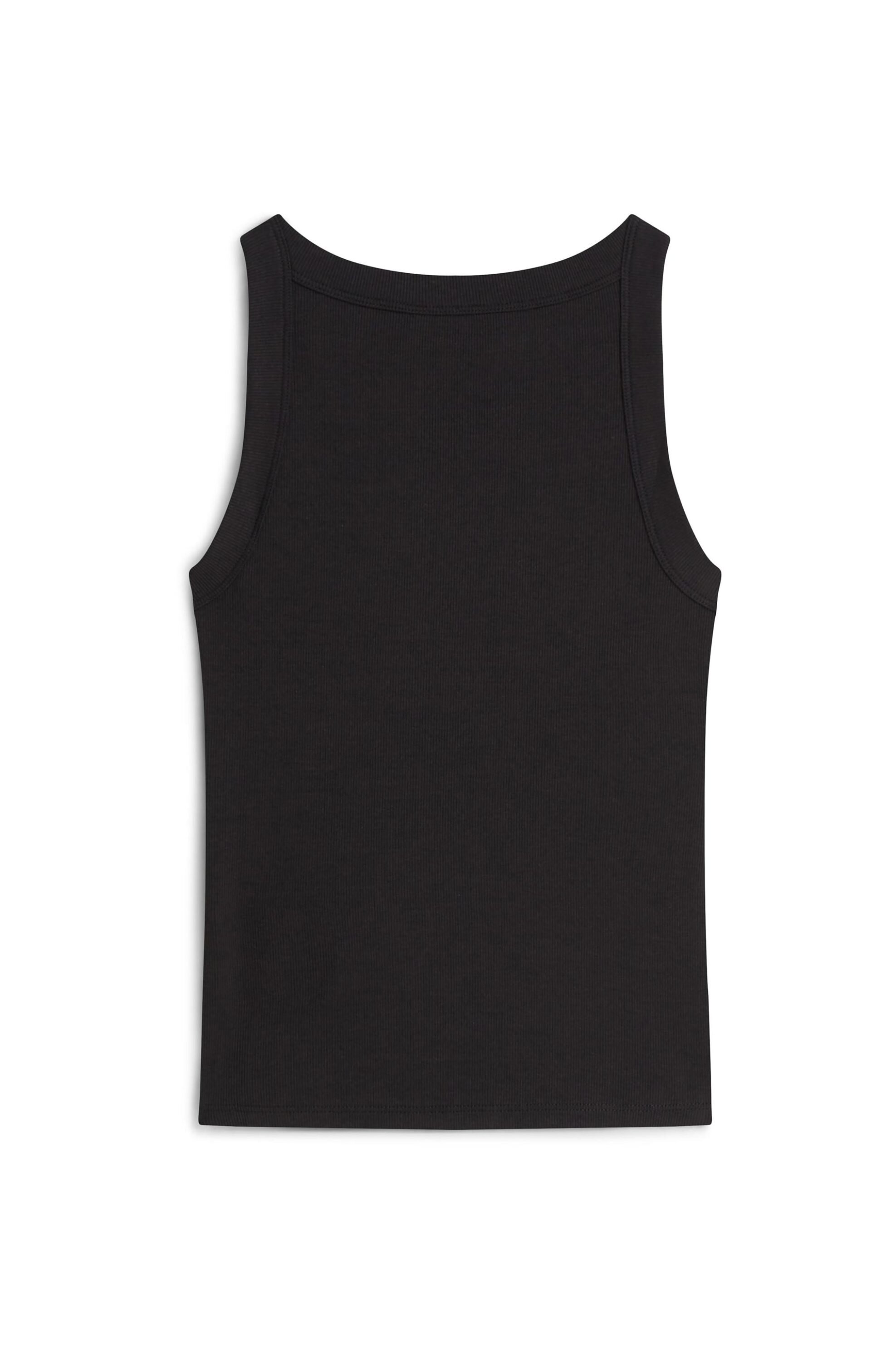 Tommy Jeans Γυναικείο Τοπ Αμάνικο Ribbed με Λογότυπο Slim Fit - Dw0Dw22806 Μαύρο