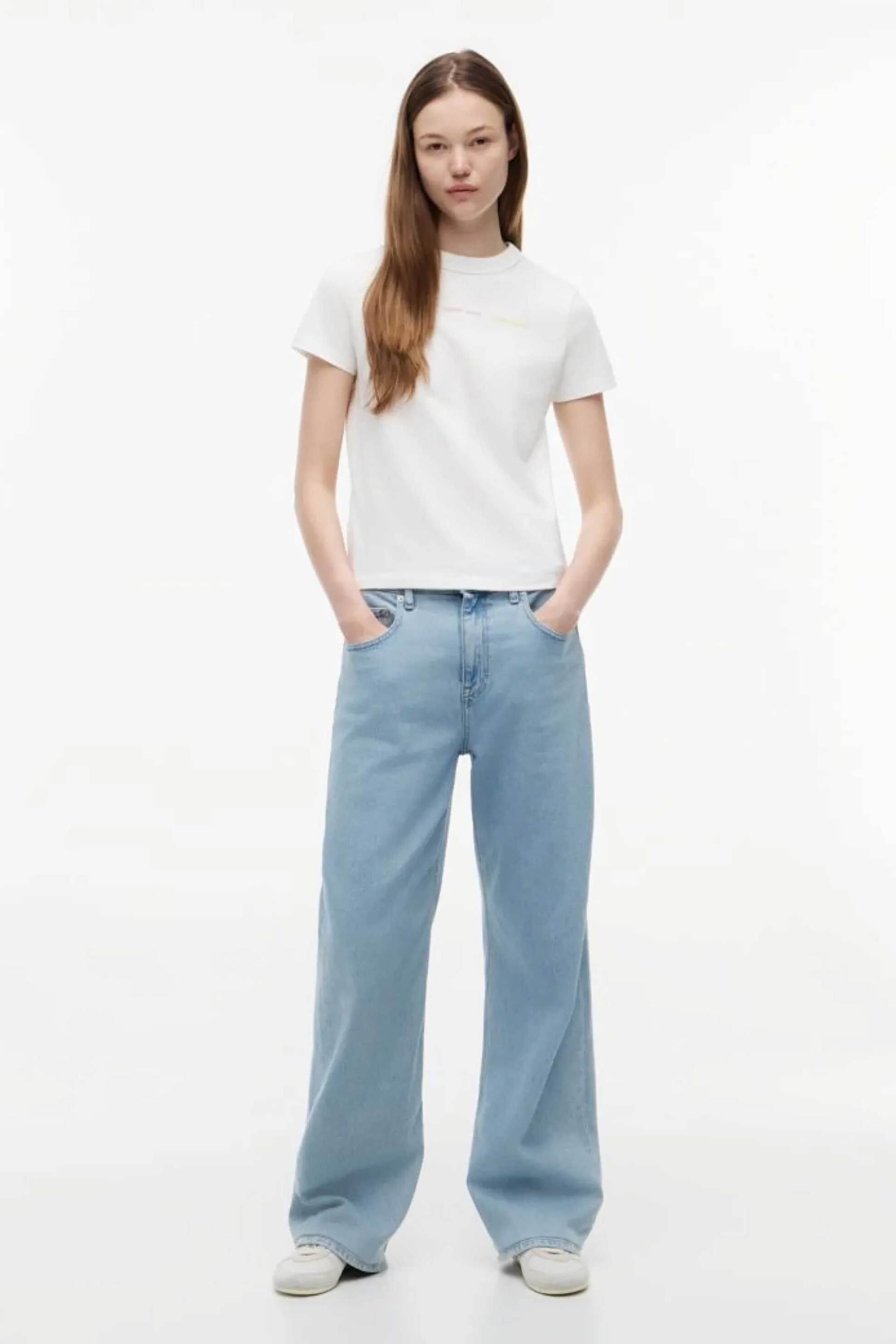 TOMMY JEANS Tommy Jeans γυναικείο T-shirt με logo tape Regular Fit - DW0DW22905 Λευκό - 3