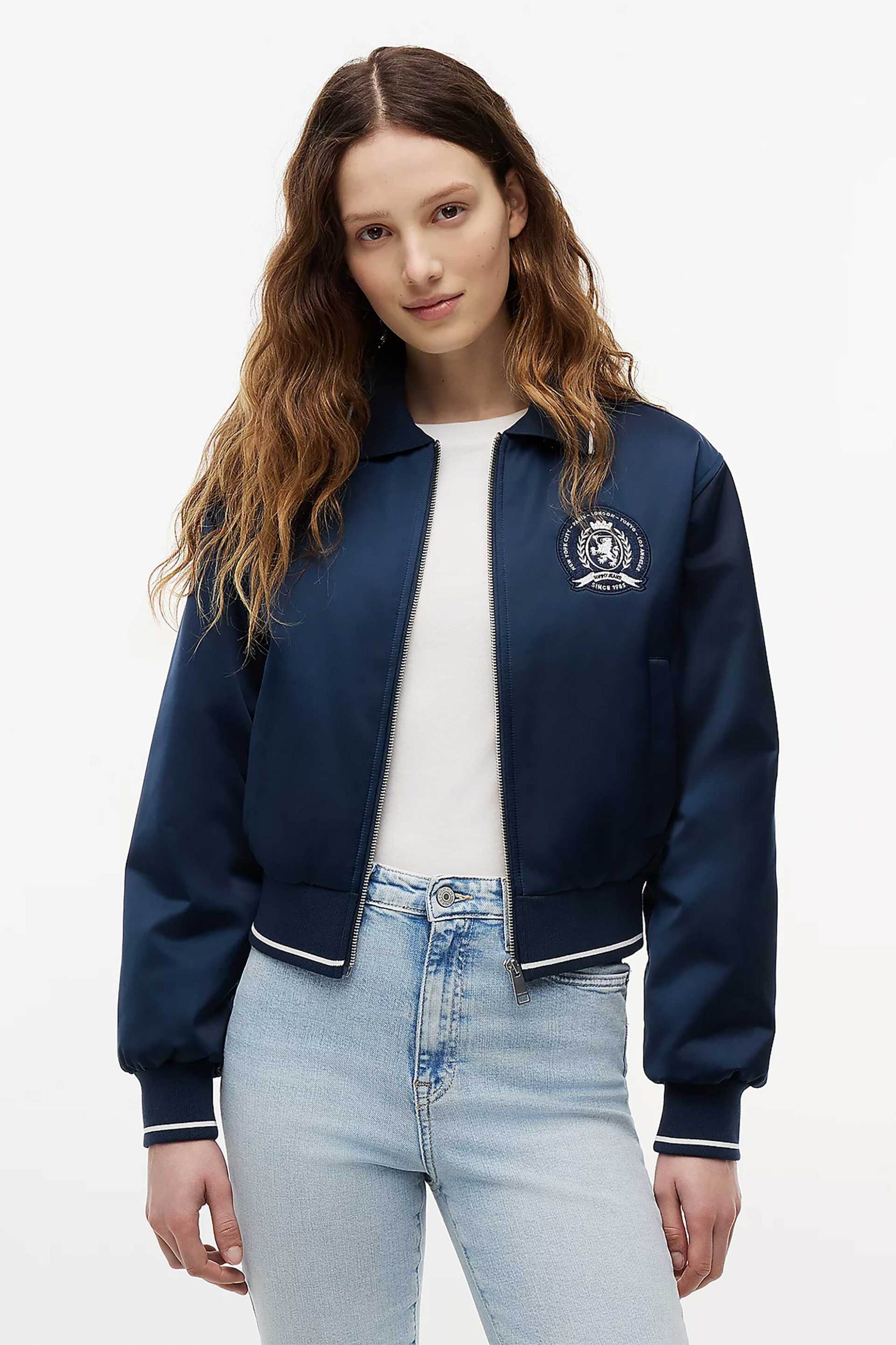 TOMMY JEANS Tommy Jeans γυναικείο jacket σατέν με λογότυπο Regular Fit - DW0DW23153 Μπλε Σκούρο