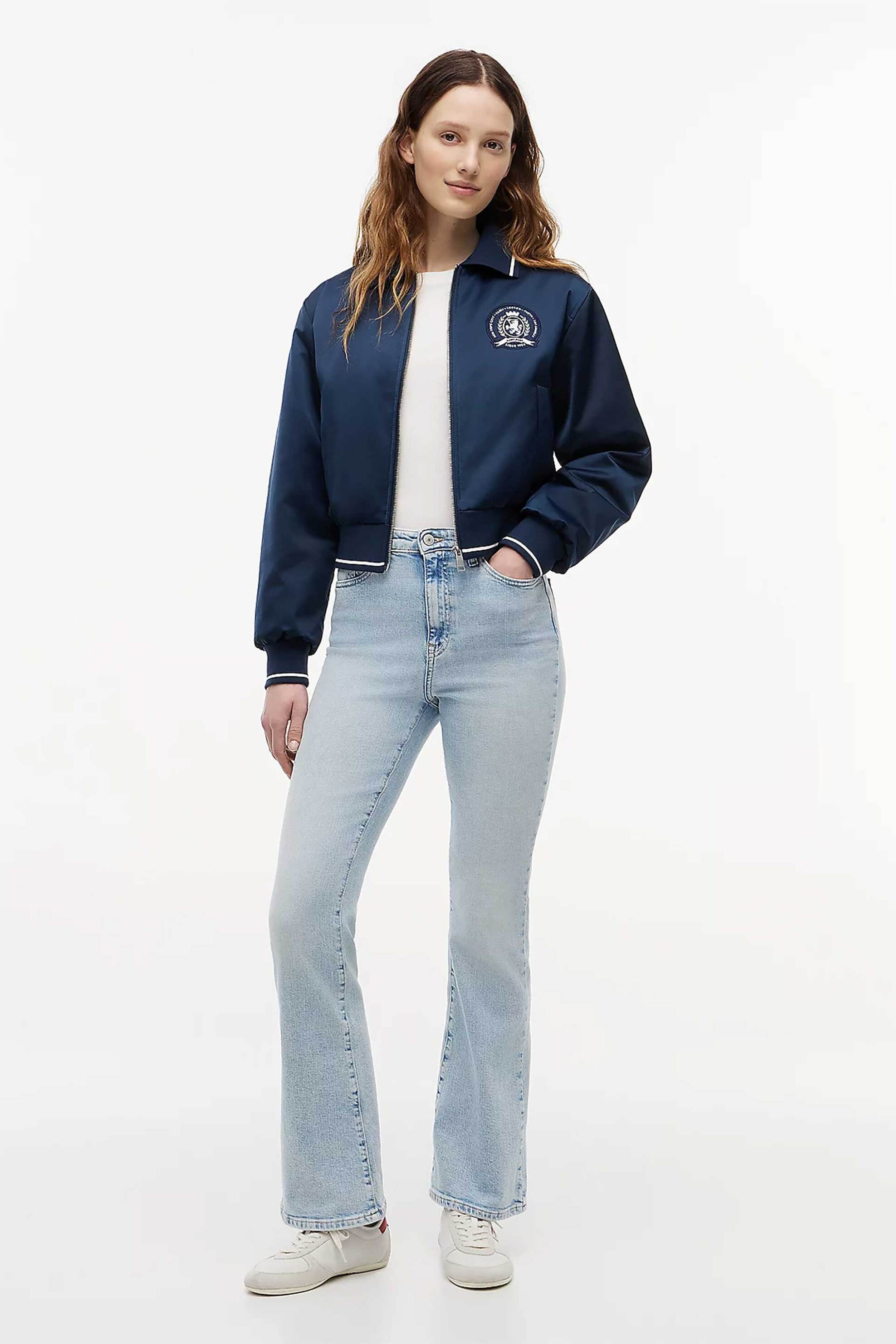 TOMMY JEANS Tommy Jeans γυναικείο jacket σατέν με λογότυπο Regular Fit - DW0DW23153 Μπλε Σκούρο - 3