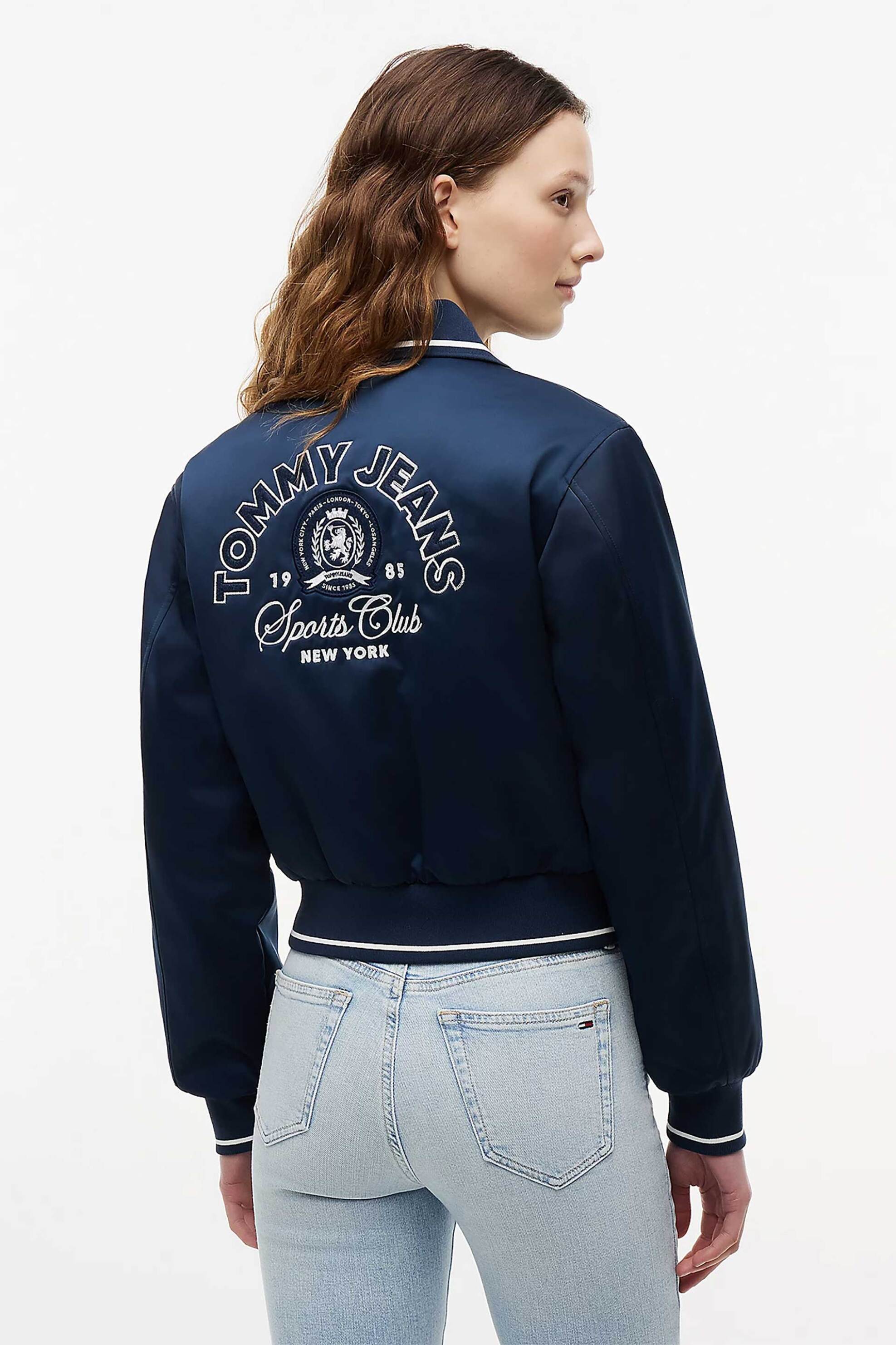 Tommy Jeans Γυναικείο Jacket Σατέν με Λογότυπο Regular Fit - Dw0Dw23153 Μπλε Σκούρο