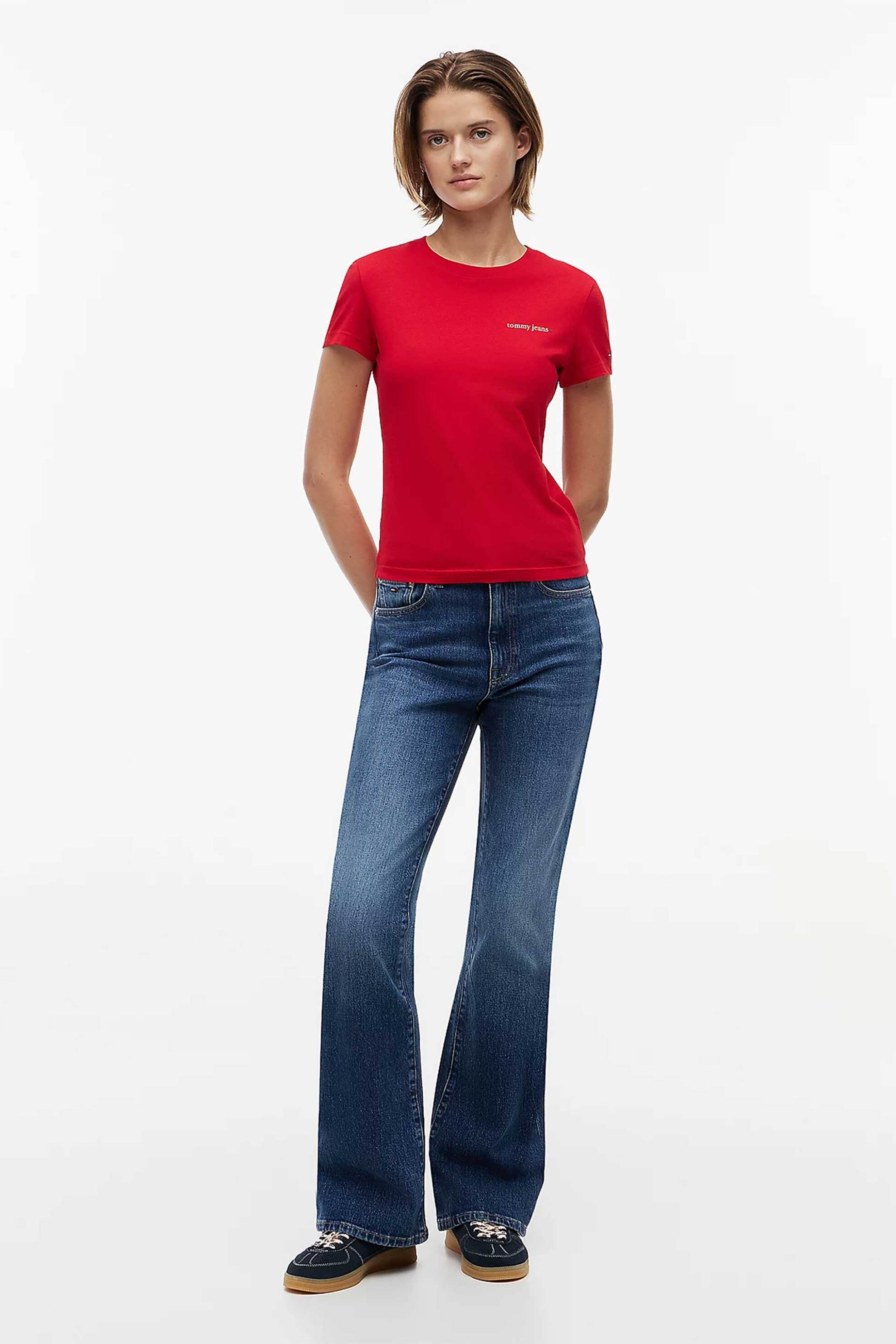 TOMMY JEANS Tommy Jeans γυναικείο T-shirt με logo print Slim Fit - DW0DW23479 Κόκκινο - 3