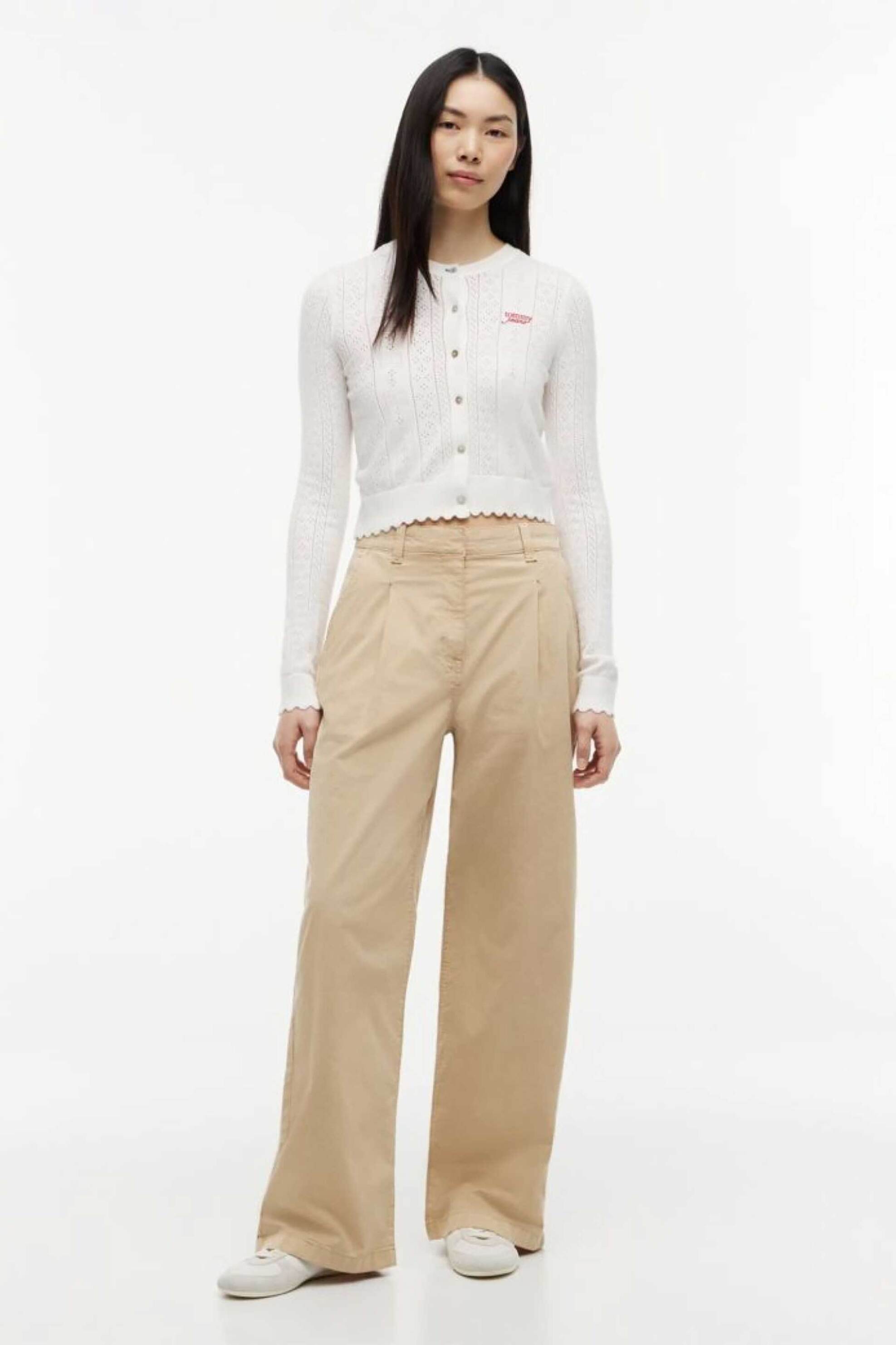 Tommy Jeans γυναικείο παντελόνι με πιέτες Relaxed Fit - DW0DW21698 Μπεζ
