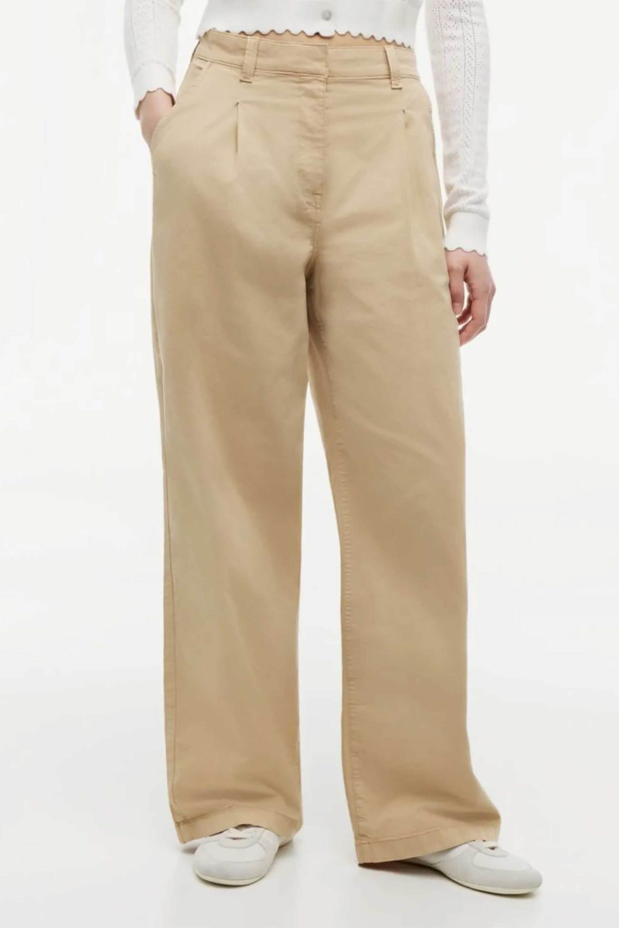 Tommy Jeans γυναικείο παντελόνι με πιέτες Relaxed Fit - DW0DW21698 Μπεζ