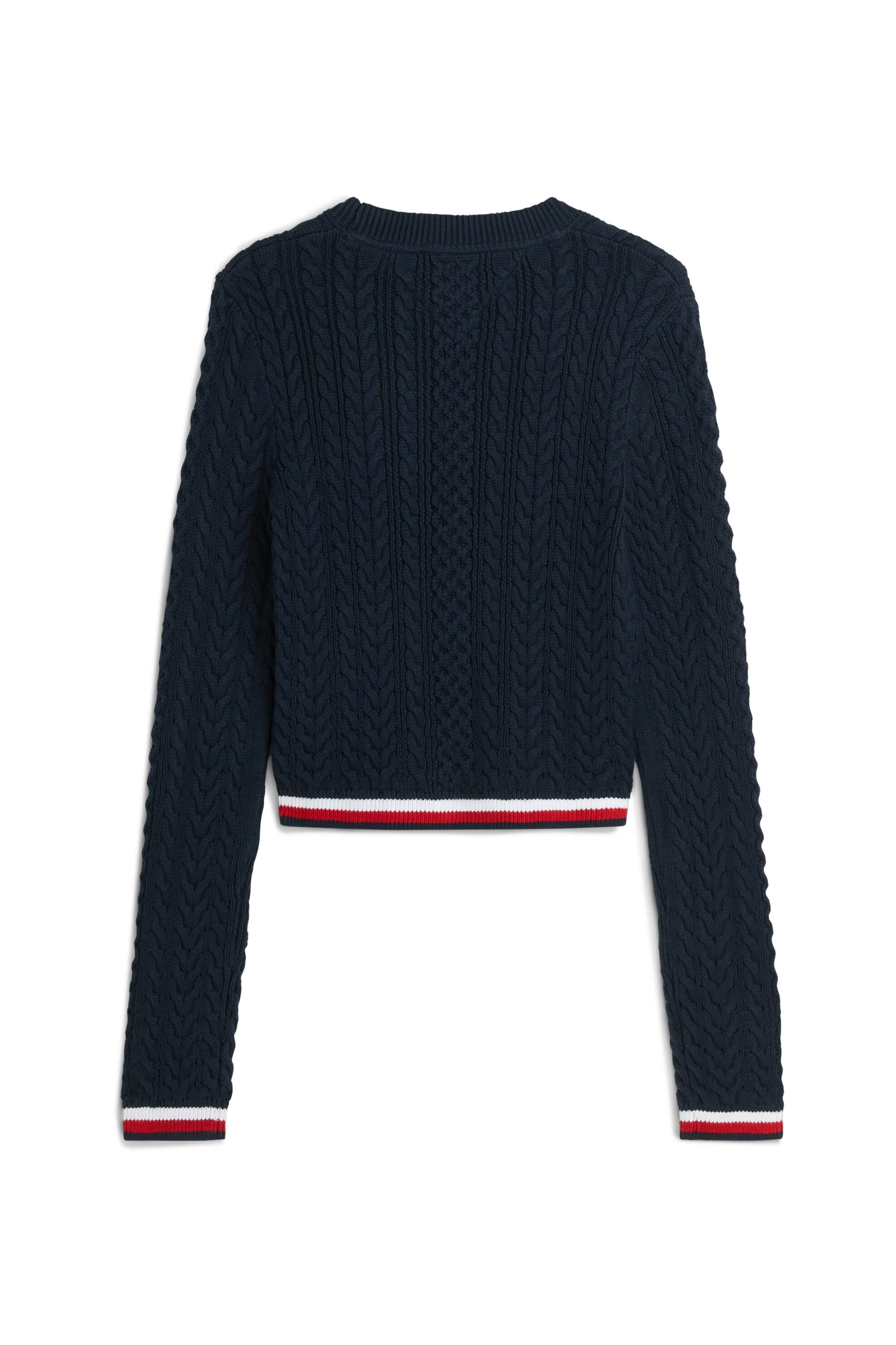 Tommy Jeans Γυναικείο Πουλόβερ με Cable Knit Pattern Slim Fit - Dw0Dw22933 Μπλε Σκούρο