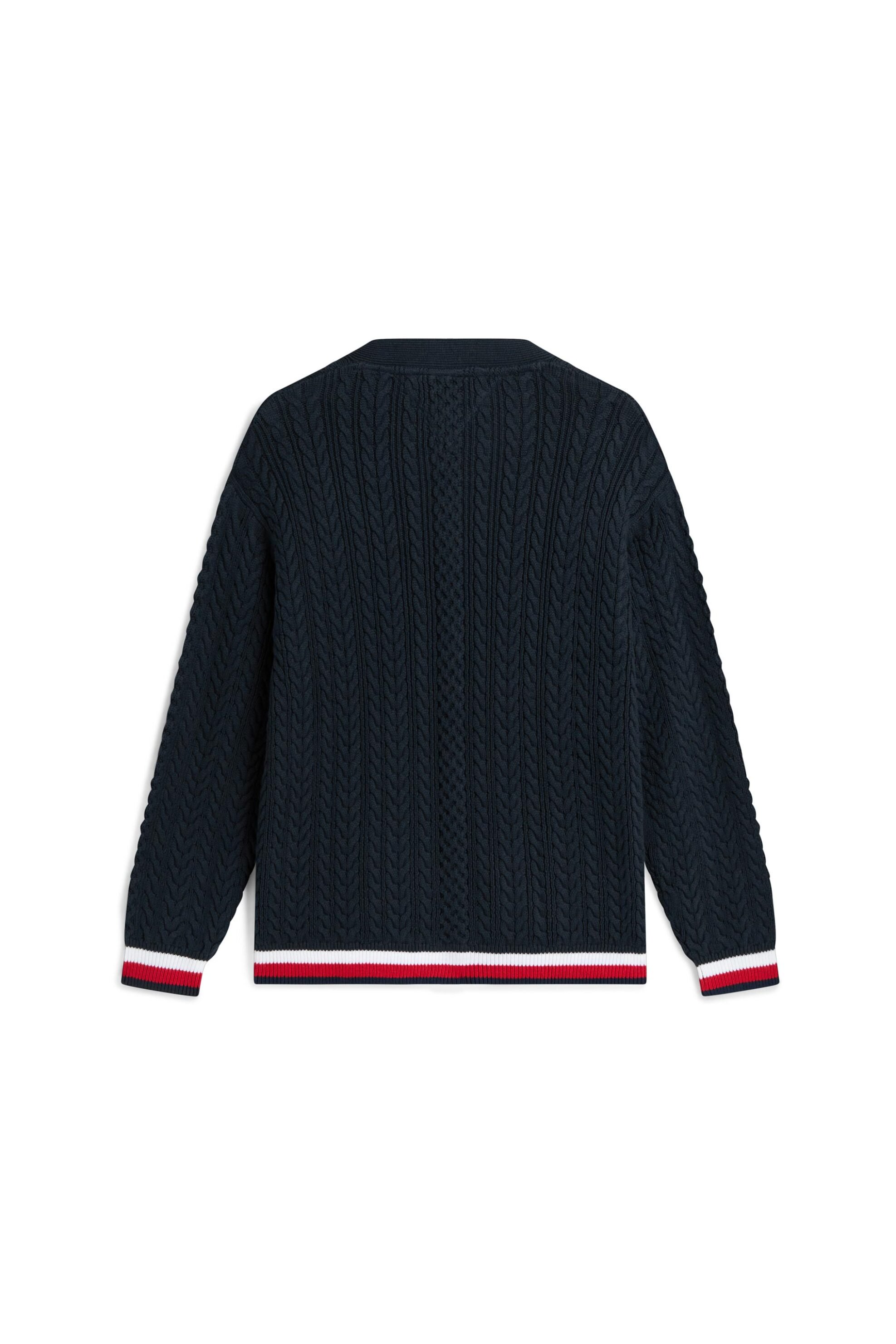 Tommy Jeans Γυναικεία Ζακέτα Cable Knit με Κέντημα Oversized Fit - Dw0Dw22934 Μπλε Σκούρο