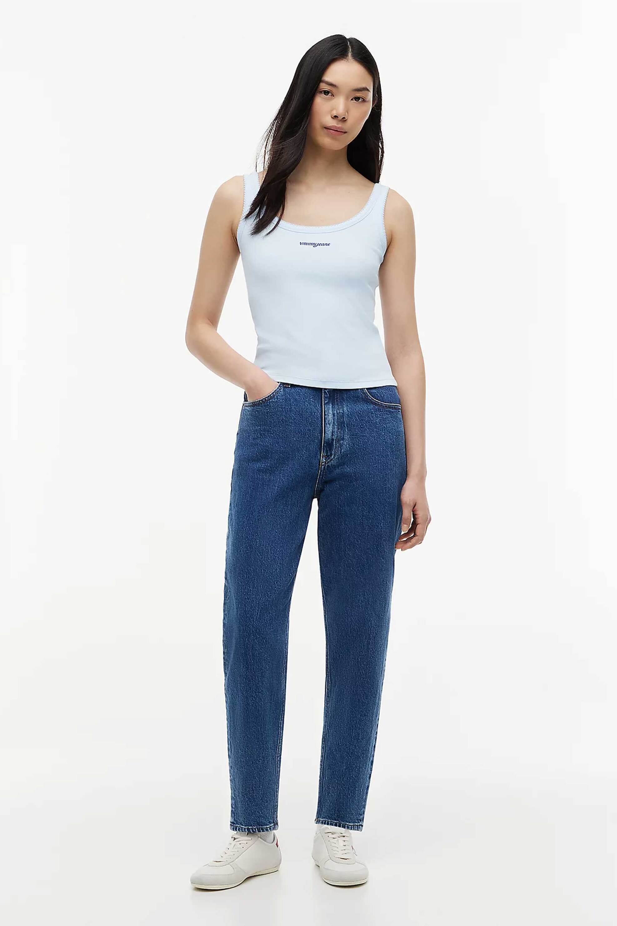 Tommy Jeans γυναικείο τζιν παντελόνι Mom Fit - DW0DW23464 Denim Blue