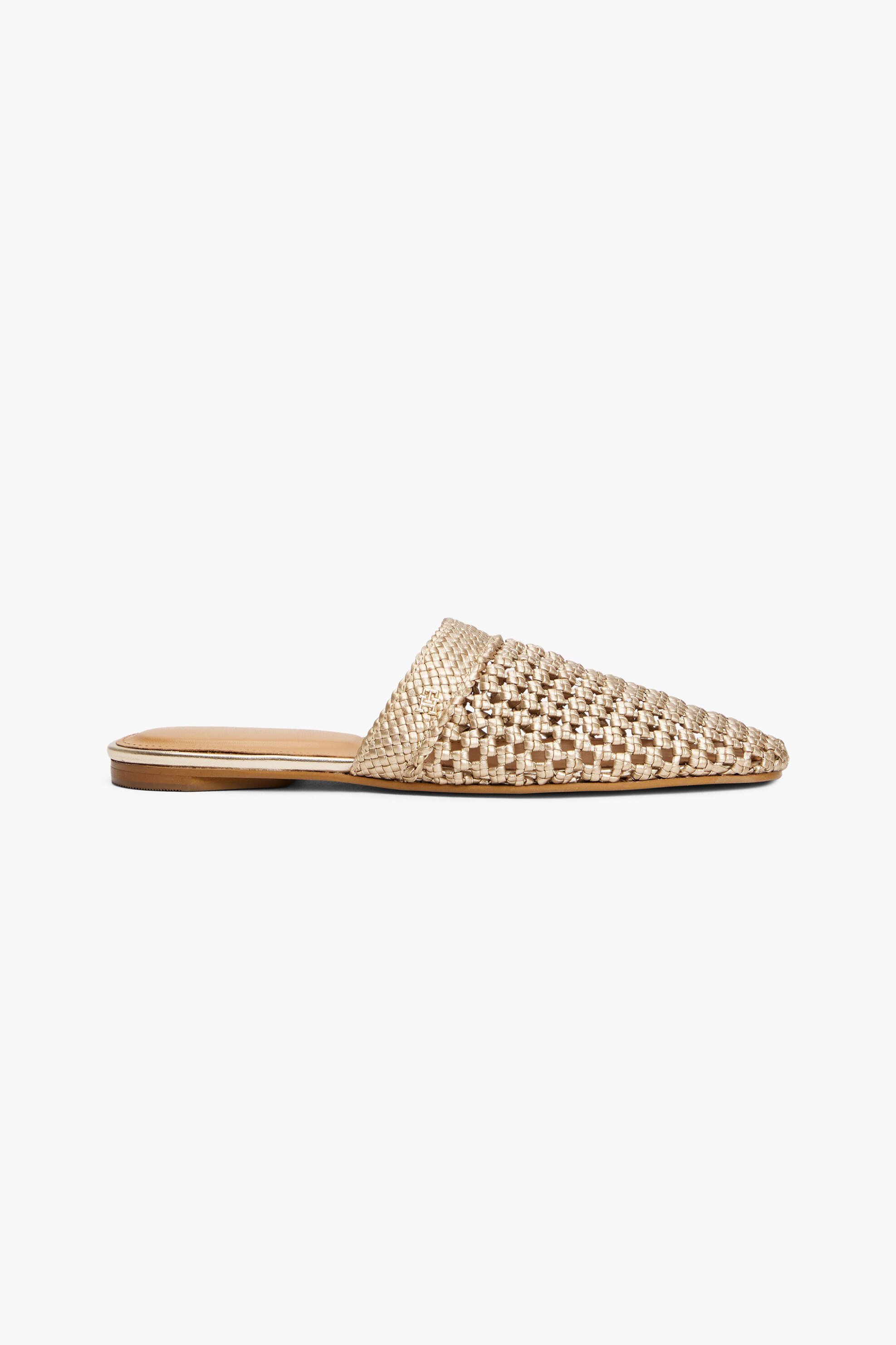 TOMMY HILFIGER Tommy Hilfiger γυναικεία mules μεταλλιζέ με πλεκτό σχέδιο - FW0FW08606 Χρυσό