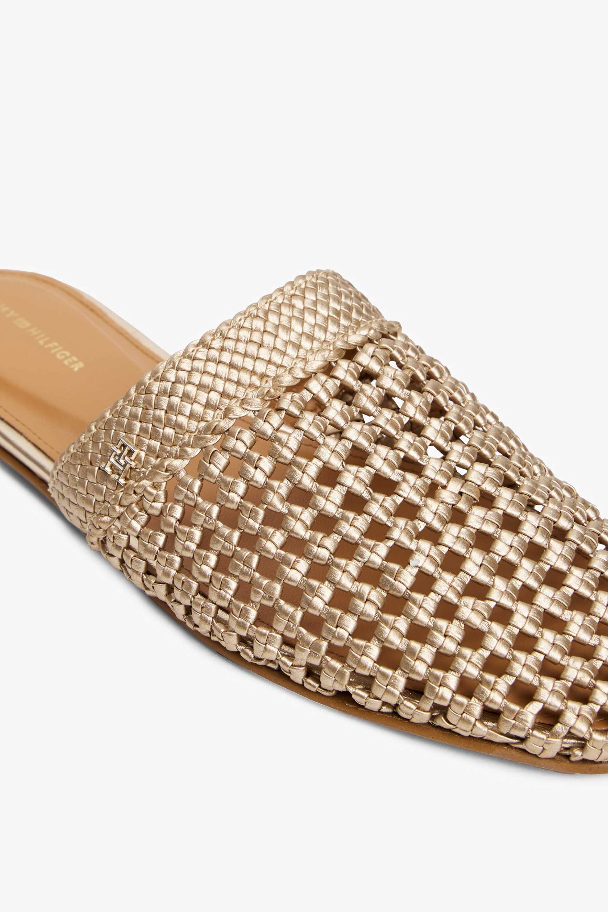 Tommy Hilfiger γυναικεία mules μεταλλιζέ με πλεκτό σχέδιο - FW0FW08606 Χρυσό