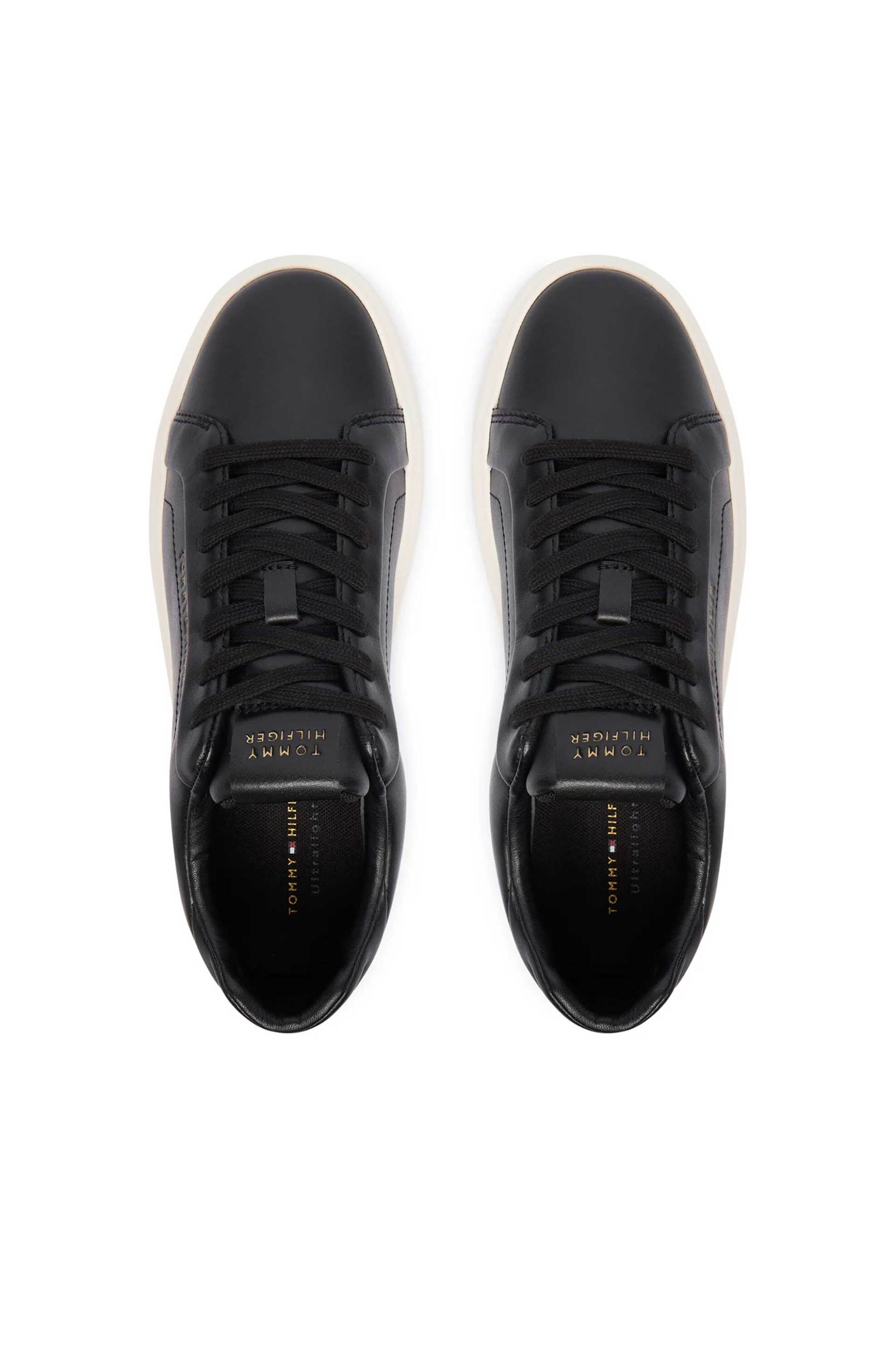 Tommy Jeans Γυναικεία Δερμάτινα Sneakers - Fw0Fw08949 Μαύρο