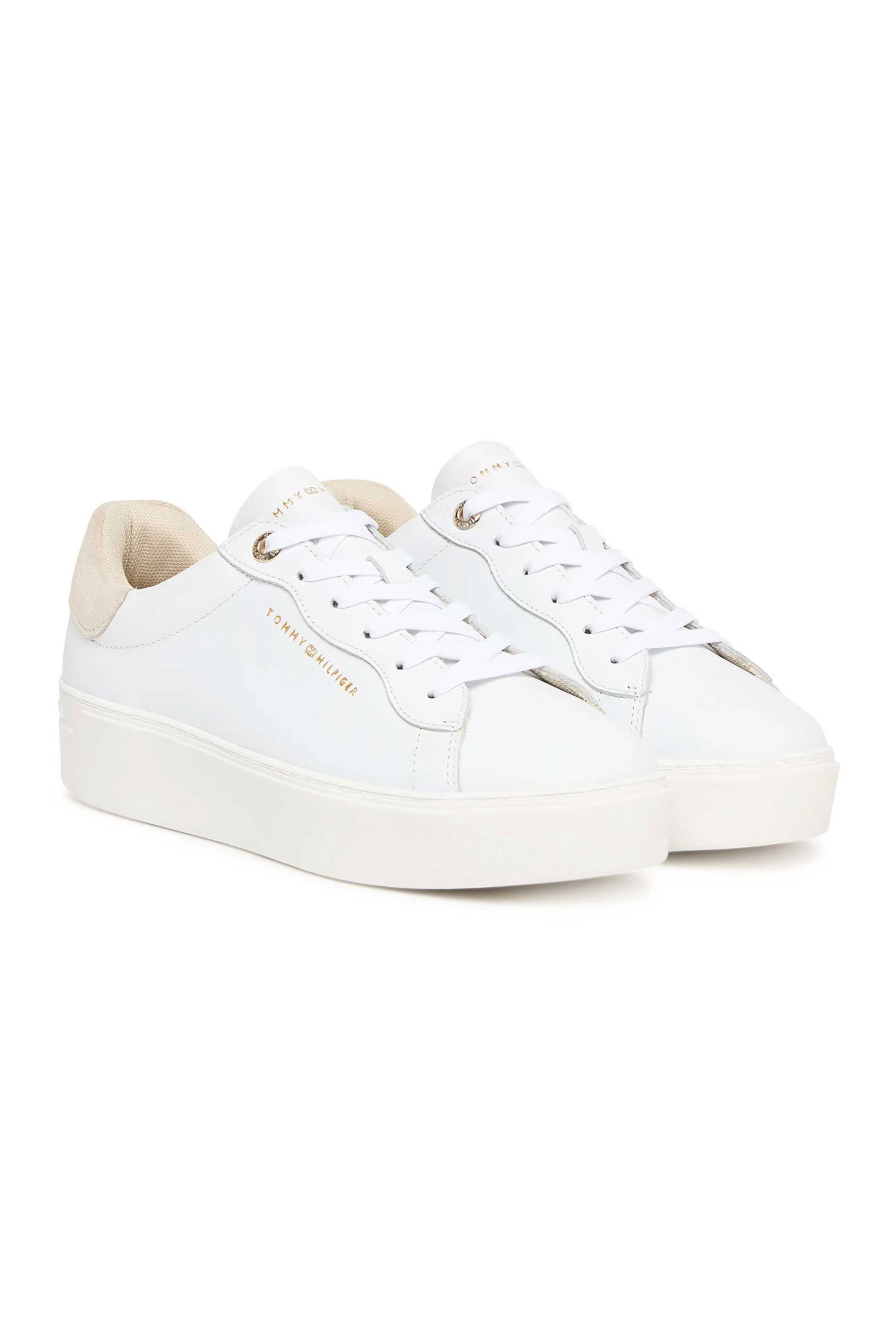 Tommy Jeans γυναικεία δερμάτινα sneakers - FW0FW09021 Λευκό