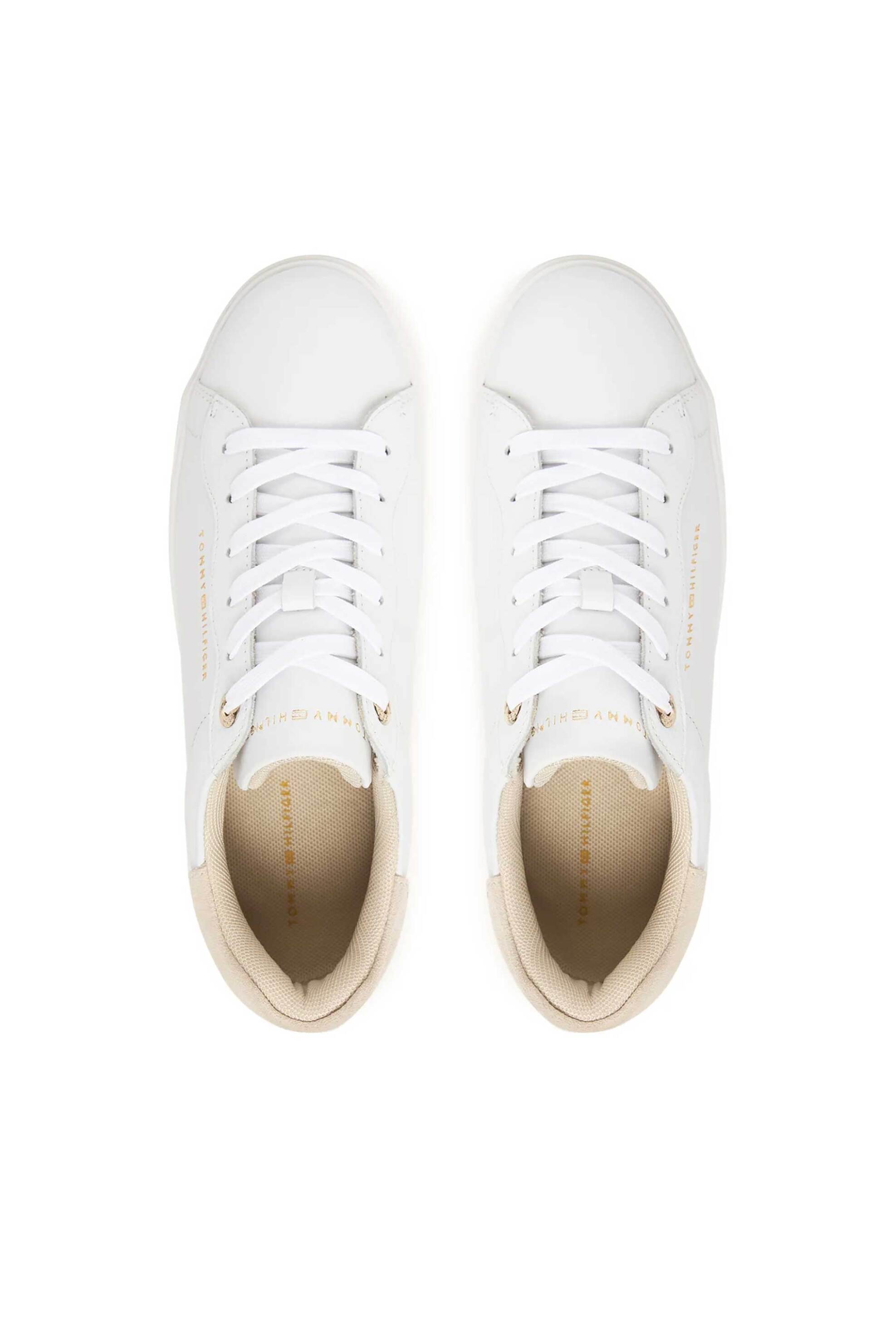 Tommy Jeans Γυναικεία Δερμάτινα Sneakers - Fw0Fw09021 Λευκό