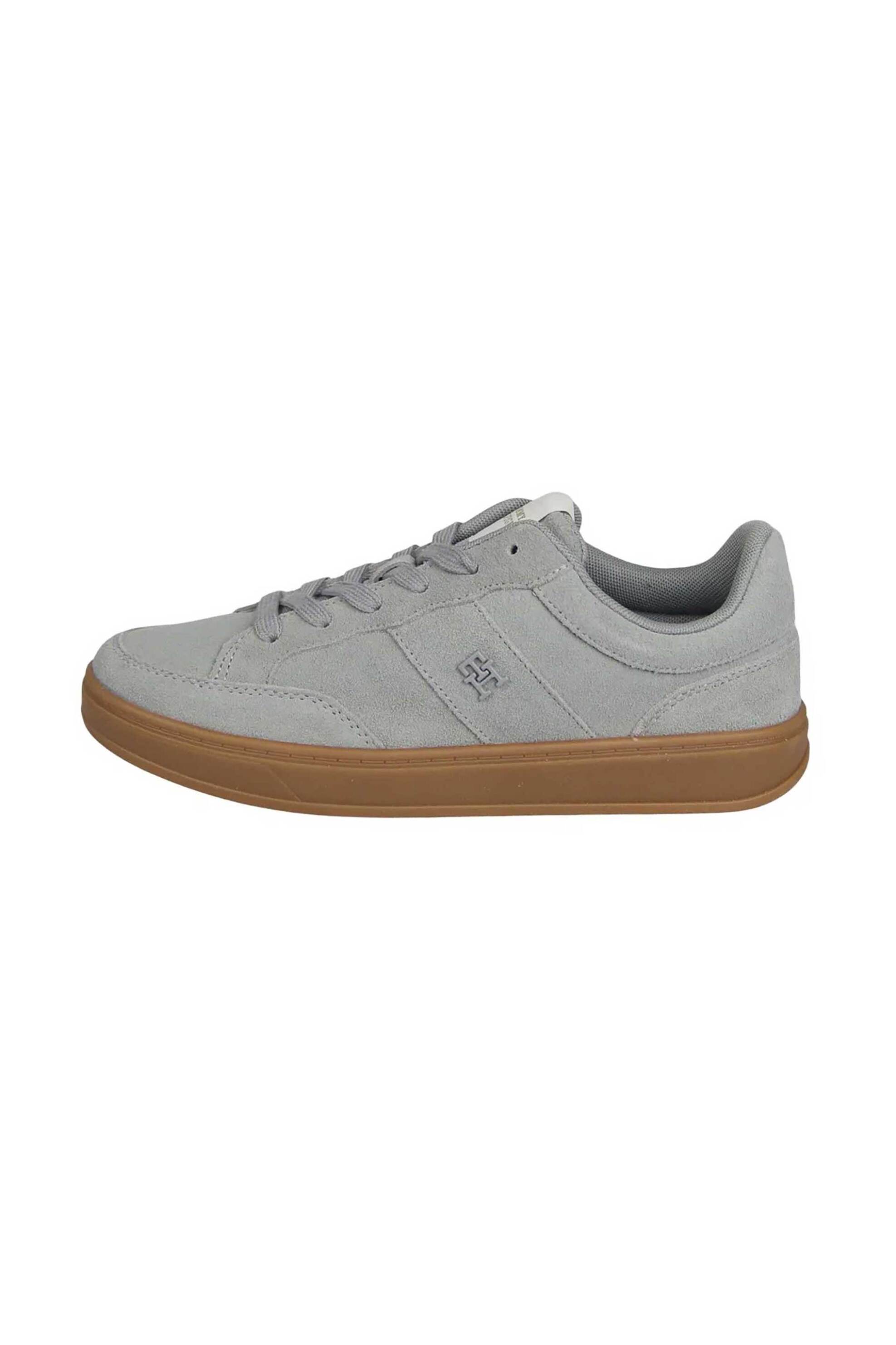 Tommy Jeans γυναικεία suede sneakers με μεταλλικό μονόγραμμα - FW0FW09266 Γκρι