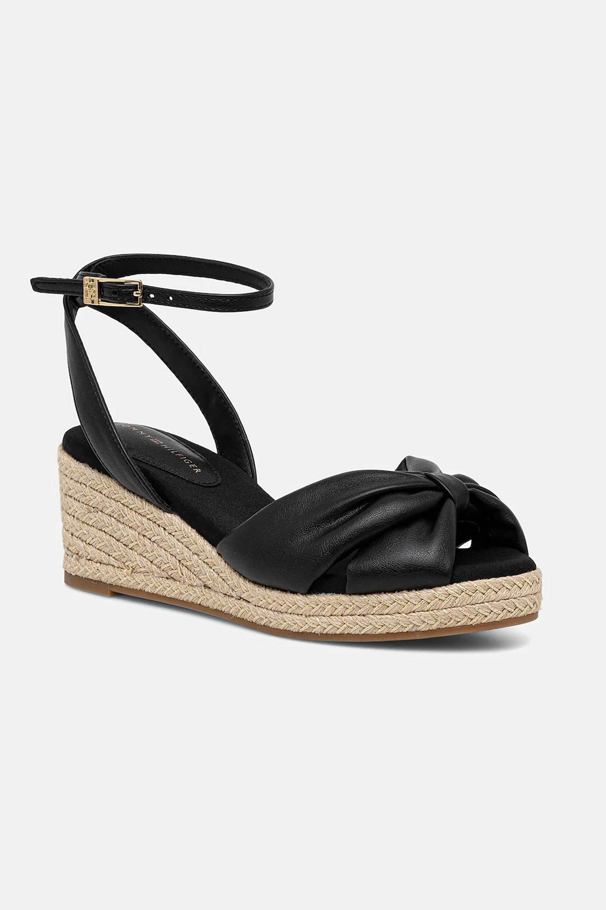 Tommy Jeans γυναικείες πλατφόρμες με ψάθινο πάτο - FW0FW09010 Μαύρο φωτογραφία