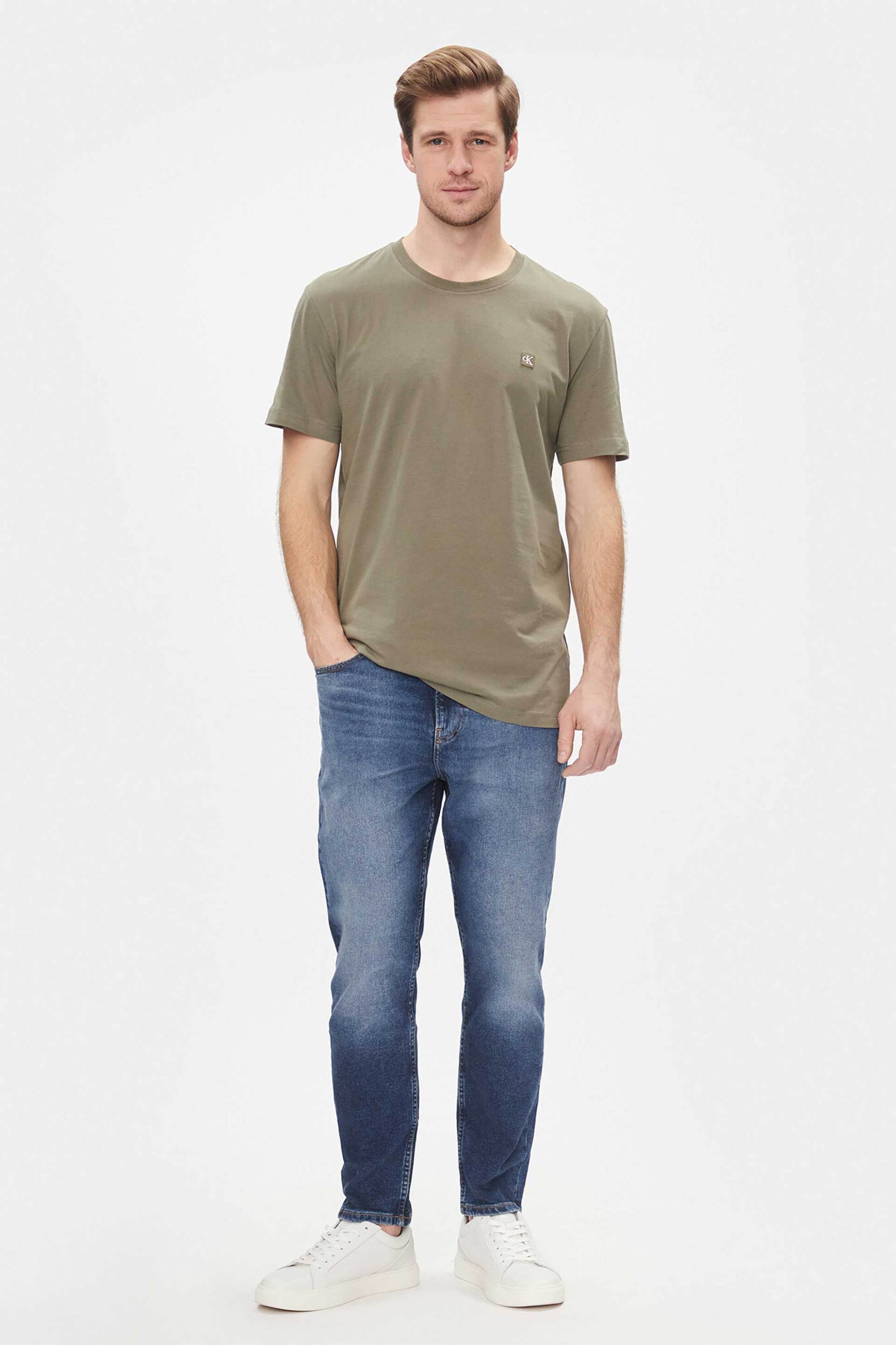 CK Jeans ανδρικό τζην παντελόνι πεντάτσεπο με ξεθωριασμένη όψη Slim Fit - J30J324187 Denim Blue