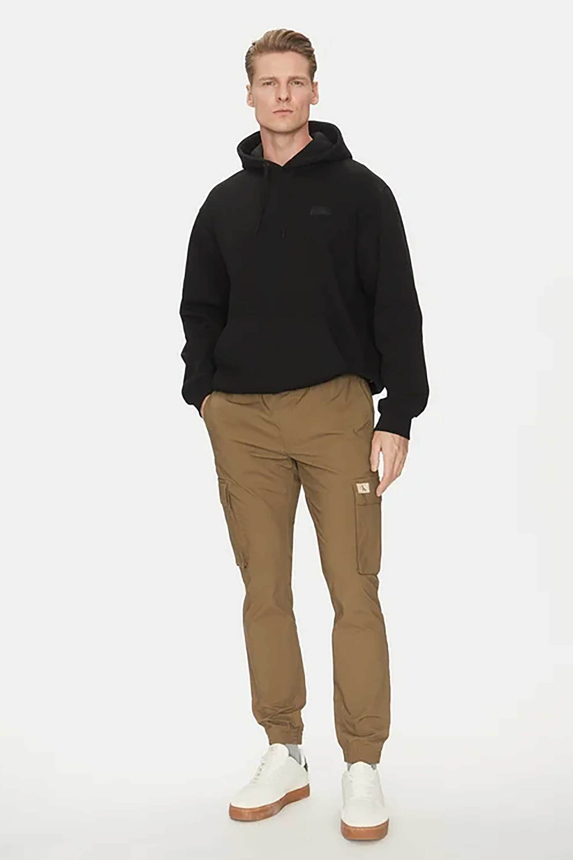 Calvin Klein Jeans ανδρικό παντελόνι cargo μονόχρωμο Skinny Fit - J30J327614 Καφέ