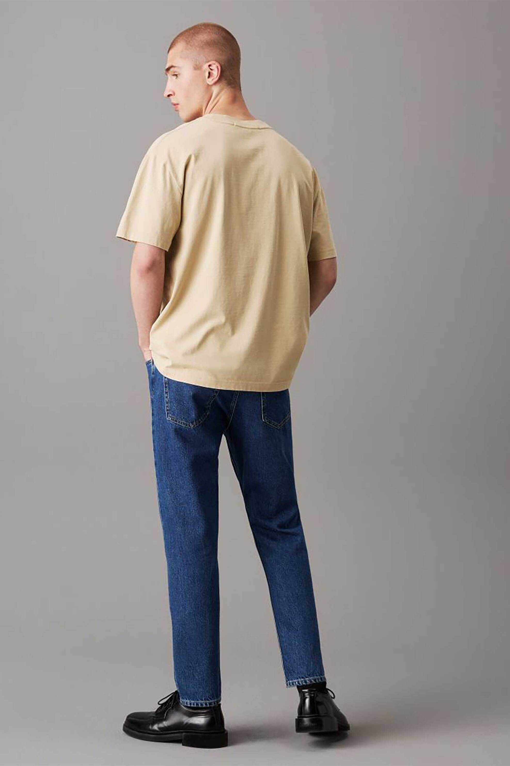 Calvin Klein Jeans Ανδρικό Τζιν Παντελόνι Πεντάτσεπο με Λογότυπο Straight Fit - J30J323692 Denim Blue