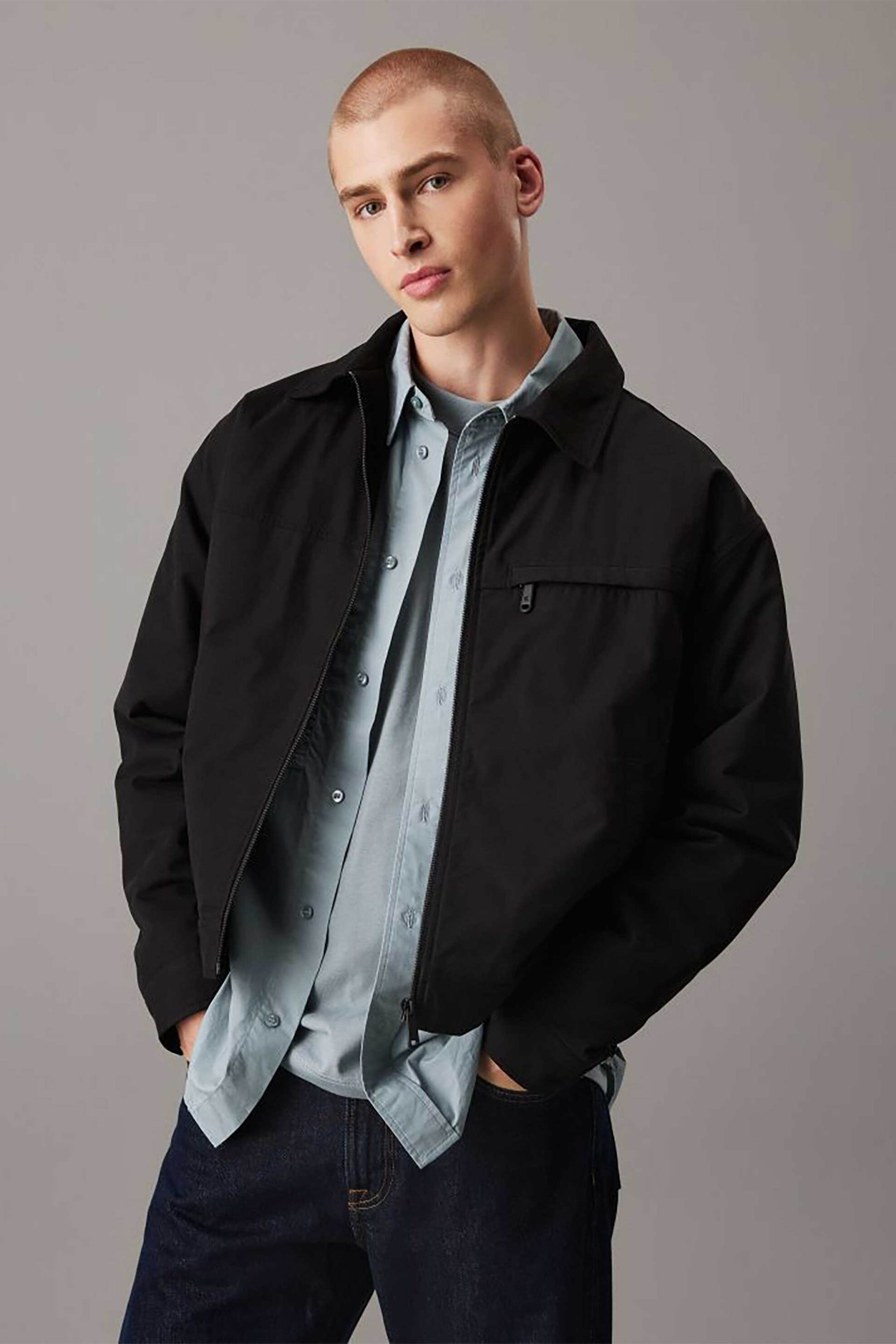 Calvin Klein Jeans ανδρικό jacket μονόχρωμο Regular Fit - J30J326713 Μαύρο