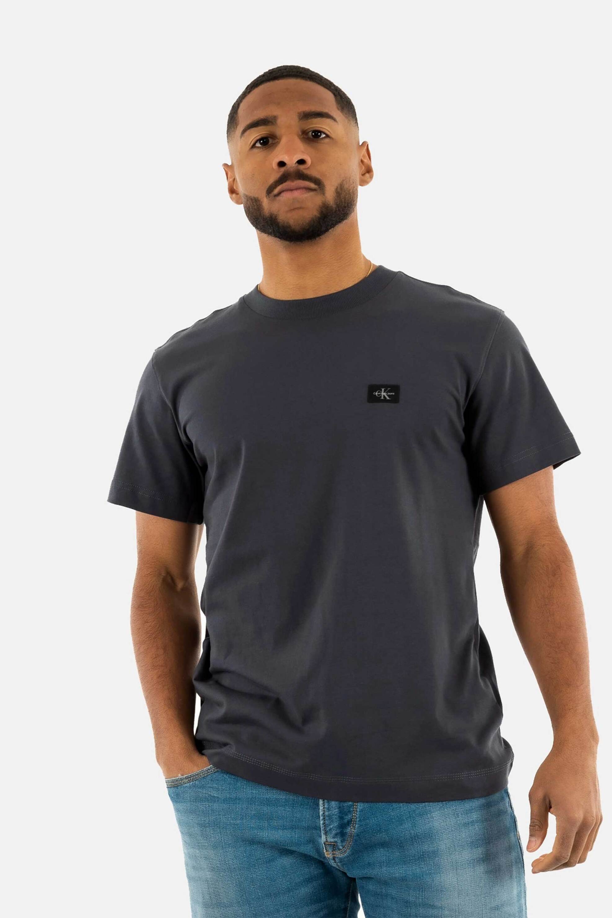 CK JEANS CK Jeans ανδρικό T-shirt μονόχρωμο με λογότυπο - J30J327100 Μπλε Σκούρο