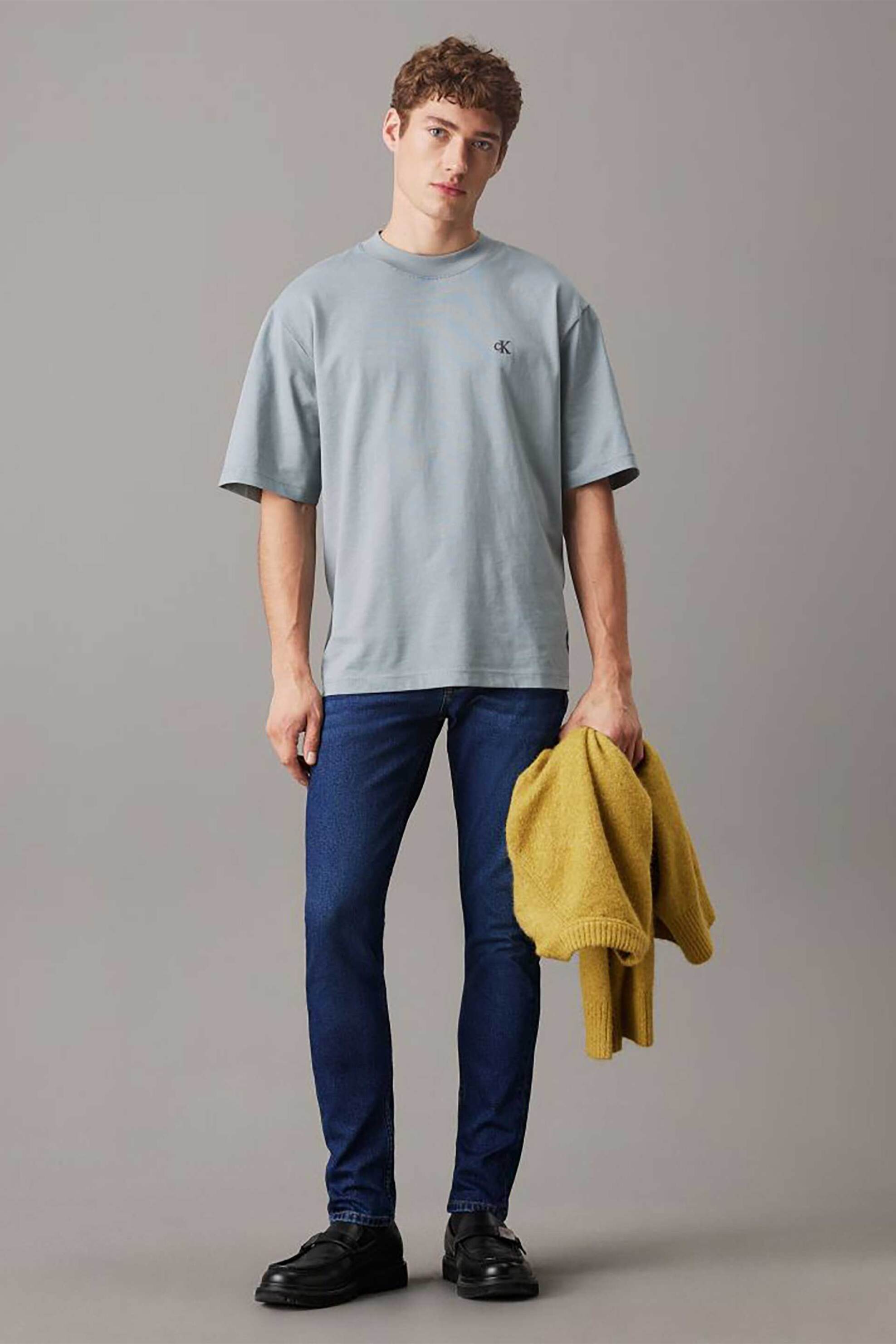 Calvin Klein Jeans ανδρικό τζιν παντελόνι πεντάτσεπο με λογότυπο Slim Fit - J30J327007 Denim Blue