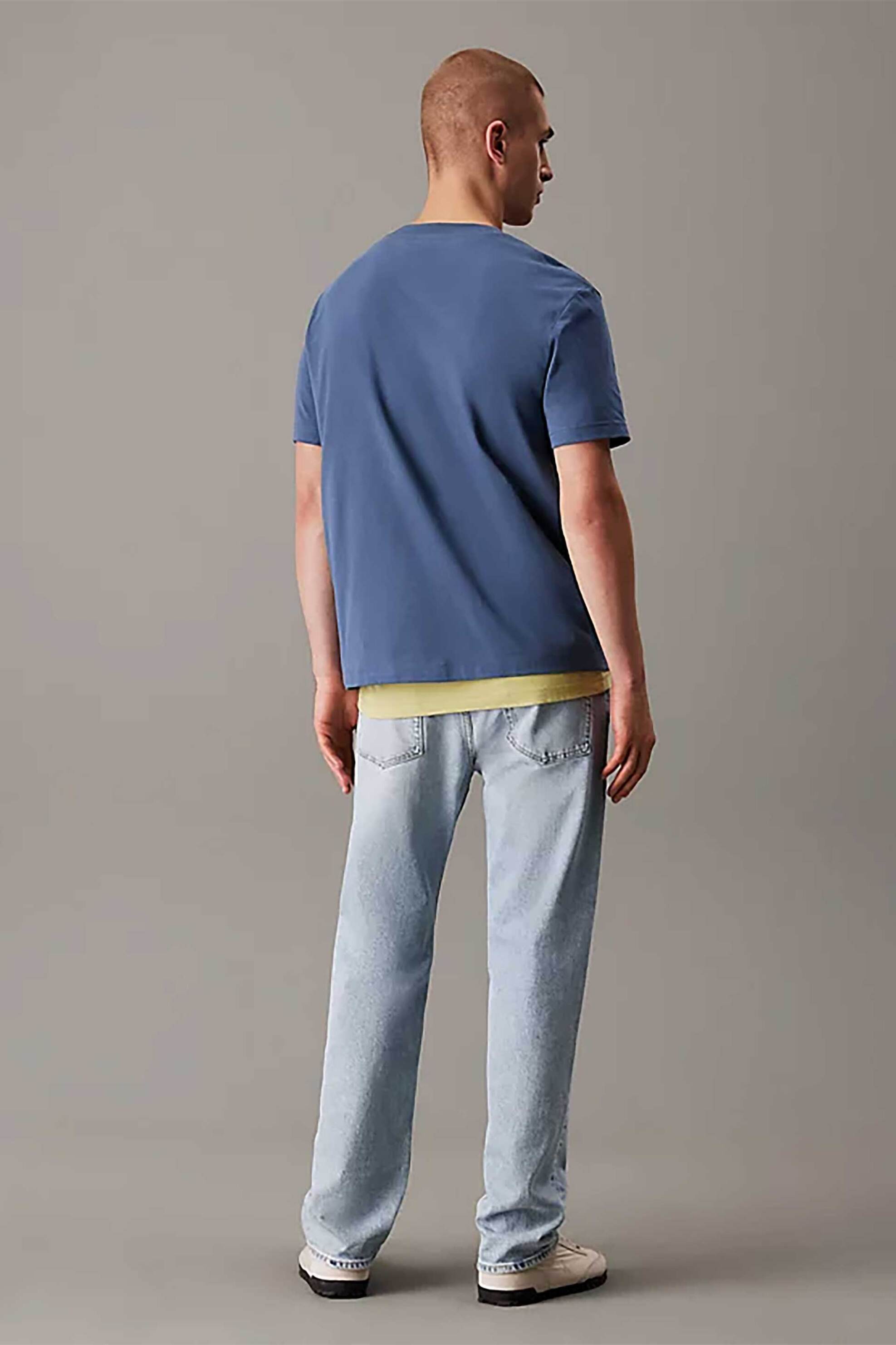 Calvin Klein Jeans Ανδρικό T-Shirt με Κεντημένο Monogram Regular Fit - J30J327494 Μπλε