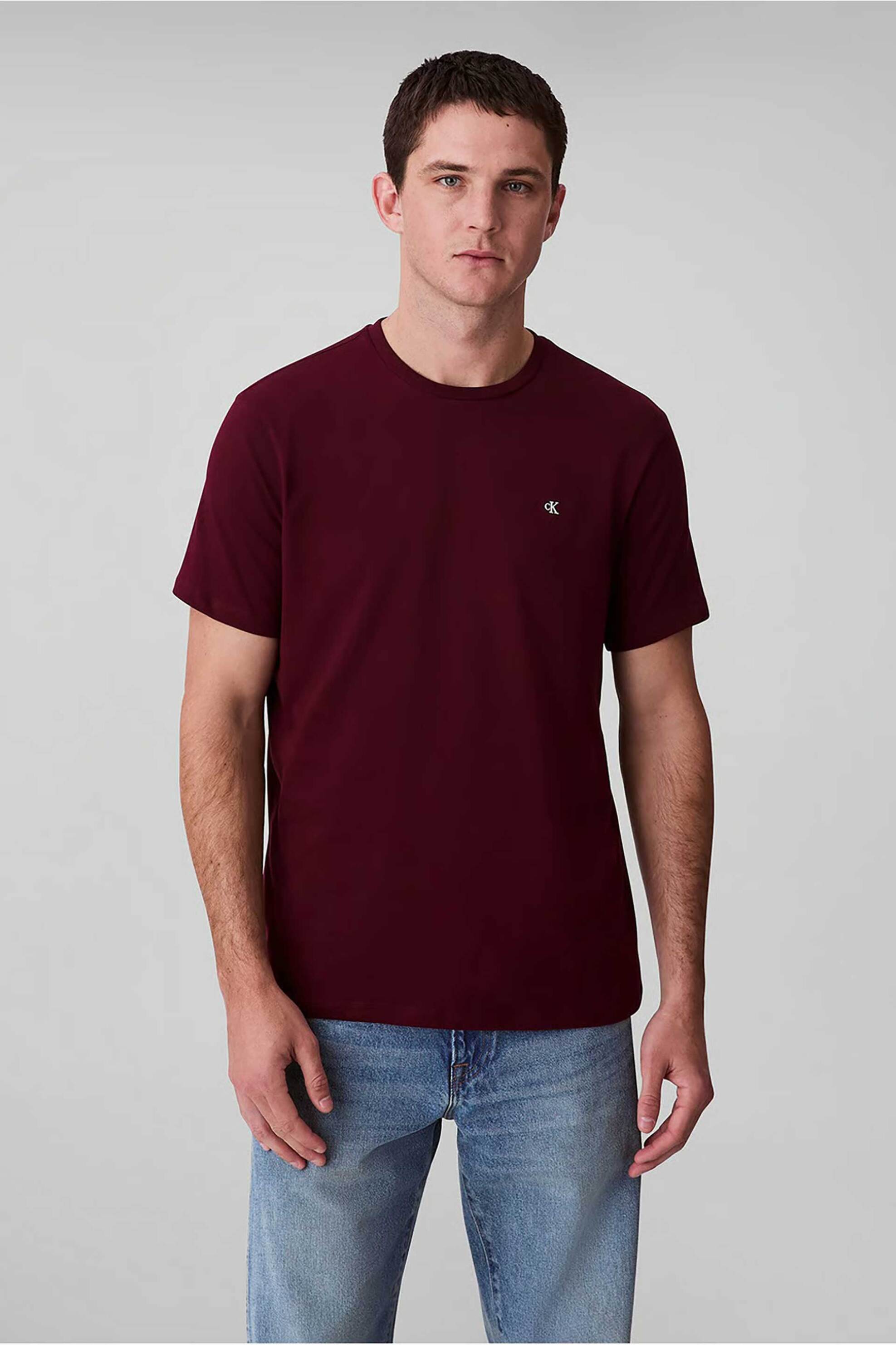 Calvin Klein Jeans ανδρικό T-shirt μονόχρωμο με ανάγλυφο λογότυπο - LV040HM265 Μαύρο