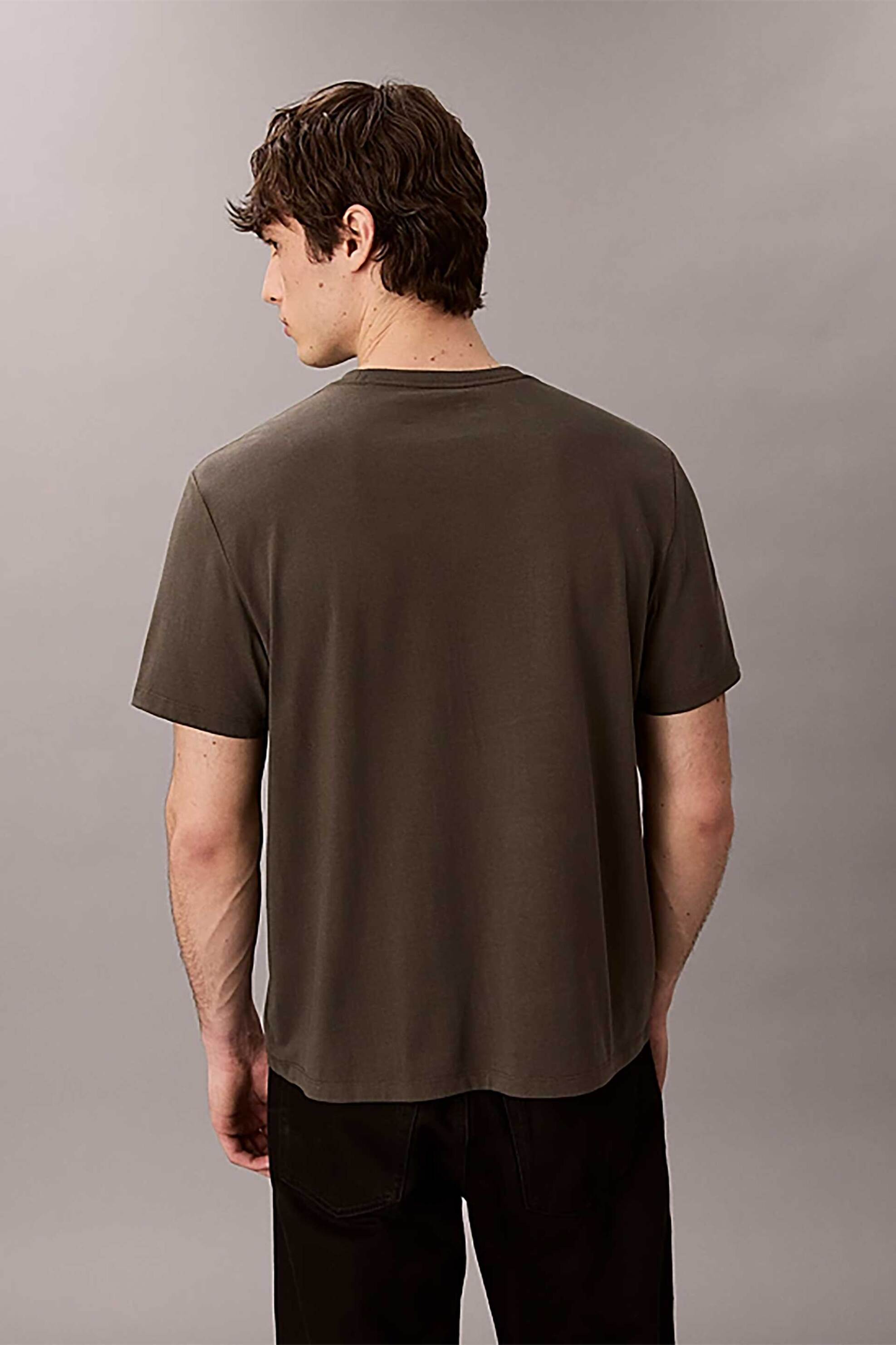 Calvin Klein Jeans Ανδρικό T-Shirt Μονόχρωμο με Λογότυπο - Lv04Rb862G Γκρι