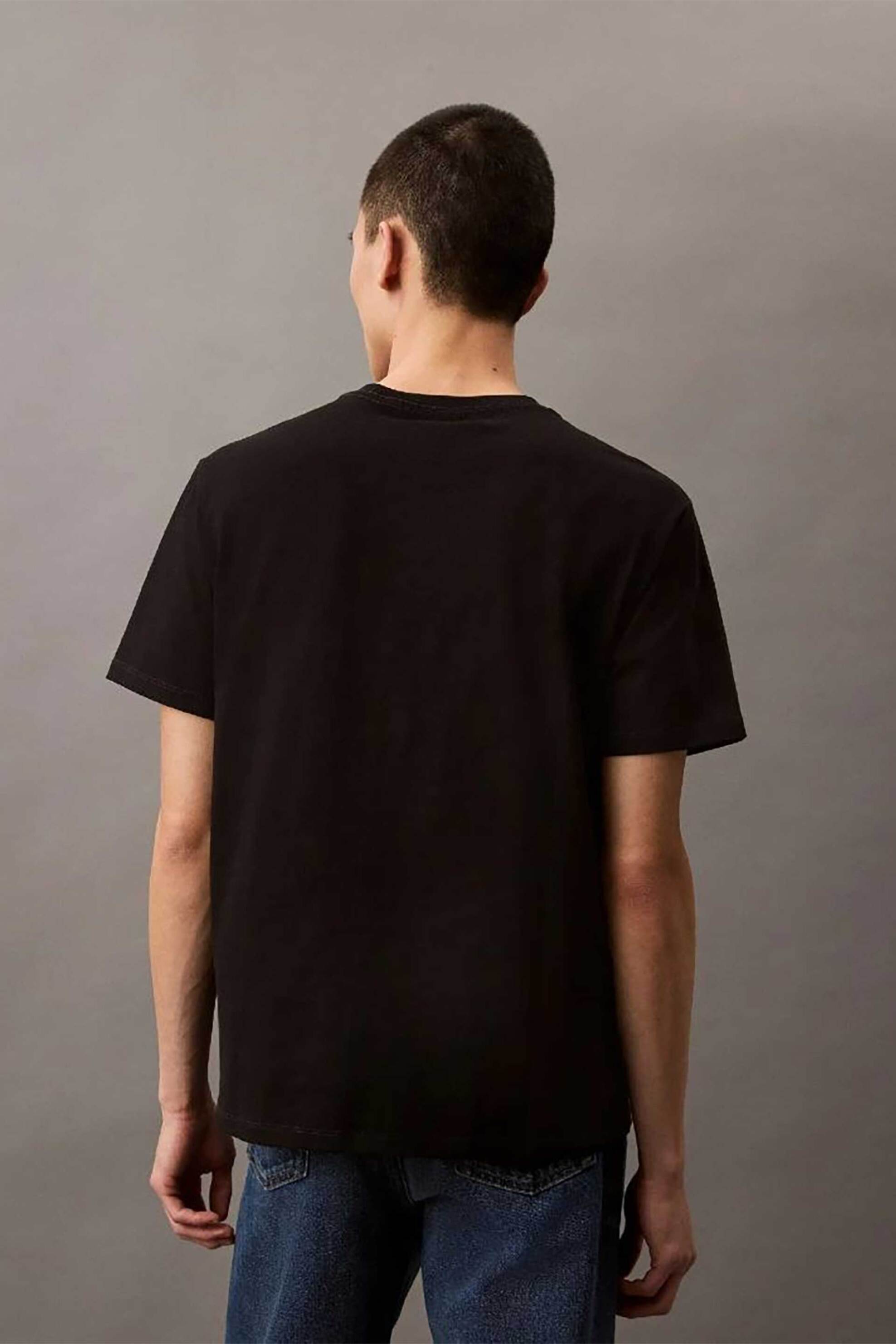 Calvin Klein Jeans Ανδρικό T-Shirt Μονόχρωμο με Λογότυπο - Lv04Rb862G Μαύρο