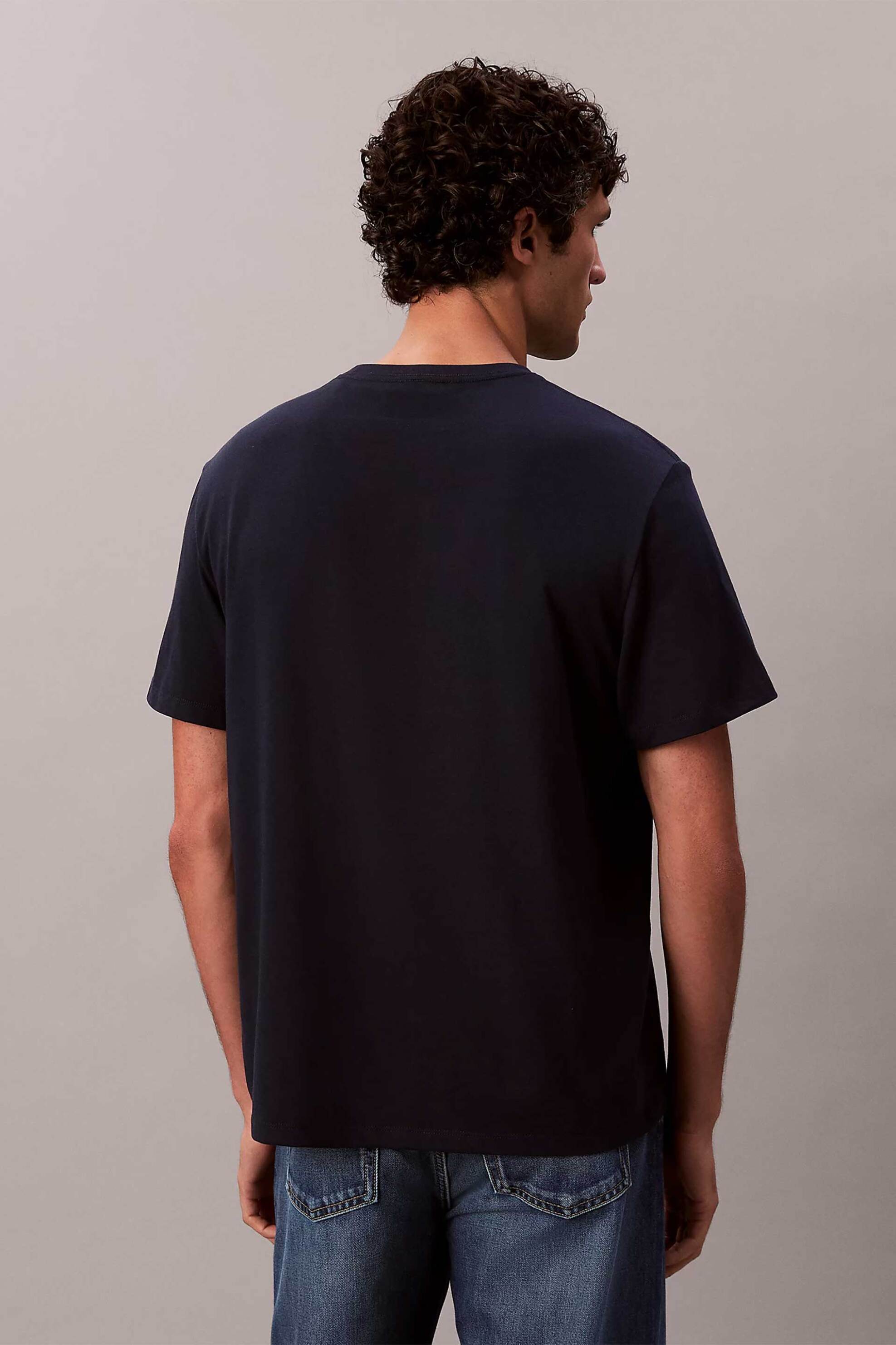 Calvin Klein Jeans Ανδρικό T-Shirt Μονόχρωμο με Λογότυπο - Lv04Rb862G Σκούρο Μπλε