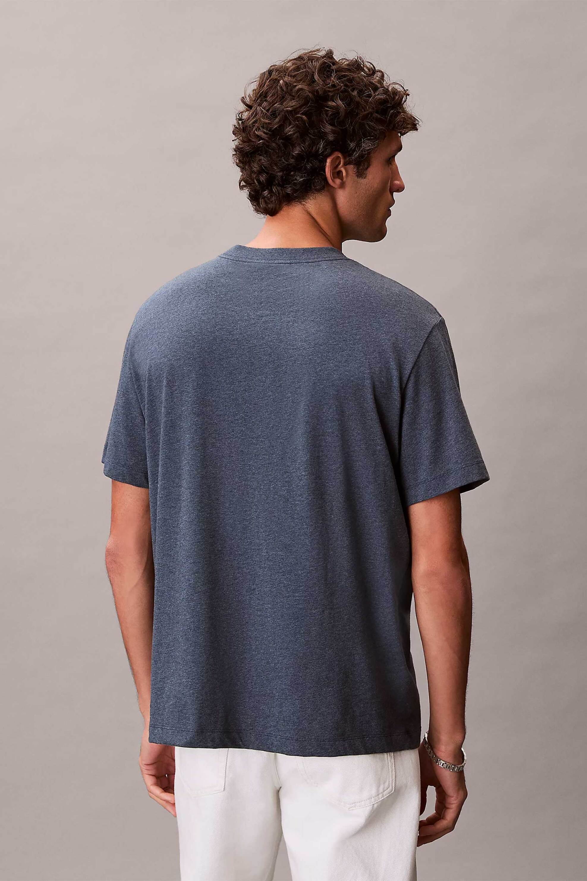 Calvin Klein Jeans Ανδρικό T-Shirt Μονόχρωμο με Λογότυπο - Lv04Rb862G Γκρι Σκούρο