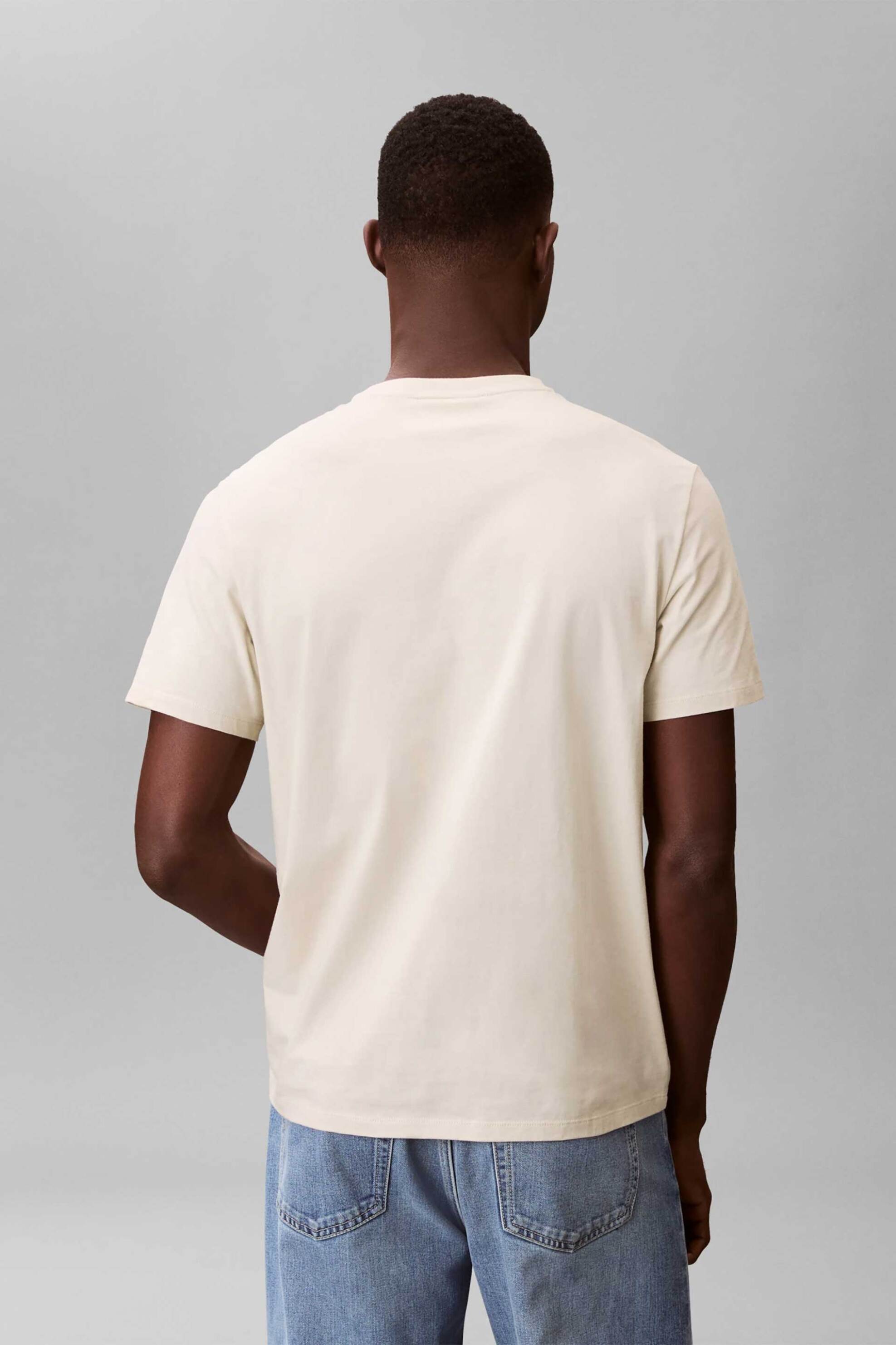 Calvin Klein Jeans Ανδρικό T-Shirt Μονόχρωμο με Λογότυπο Regular Fit - Lv04Rc272G Μπεζ