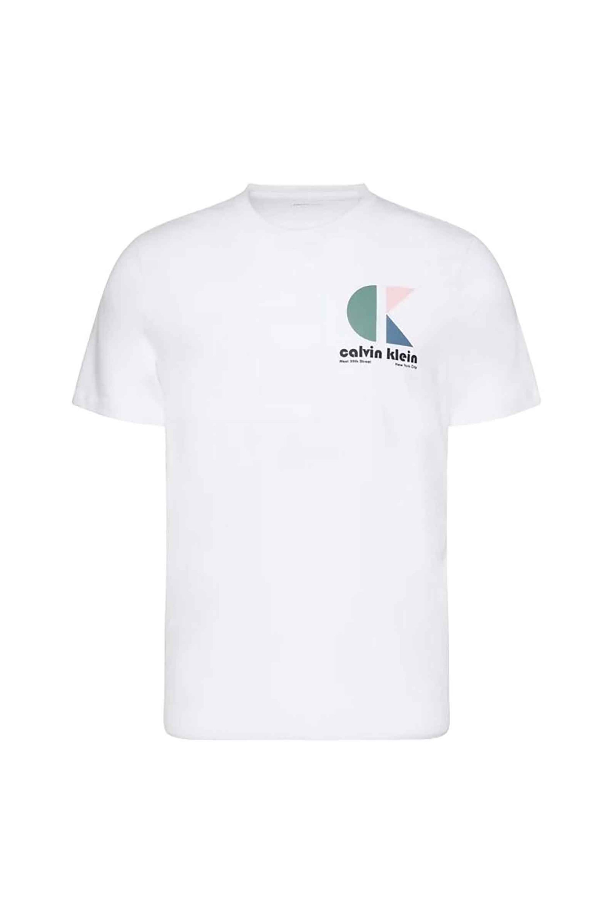 Calvin Klein Jeans ανδρικό T-shirt μονόχρωμο με λογότυπο Regular Fit - LV04RC843G Λευκό