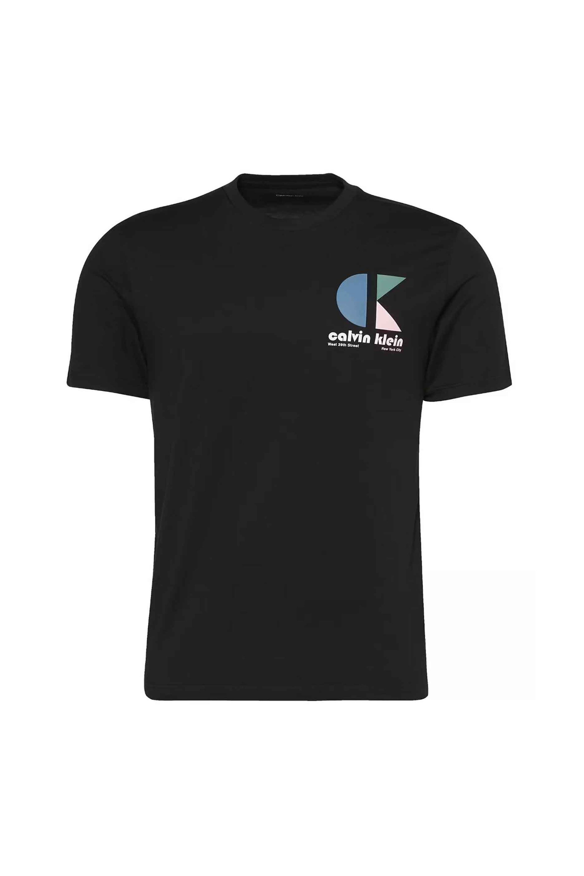 Calvin Klein Jeans ανδρικό T-shirt μονόχρωμο με λογότυπο Regular Fit - LV04RC843G Μαύρο