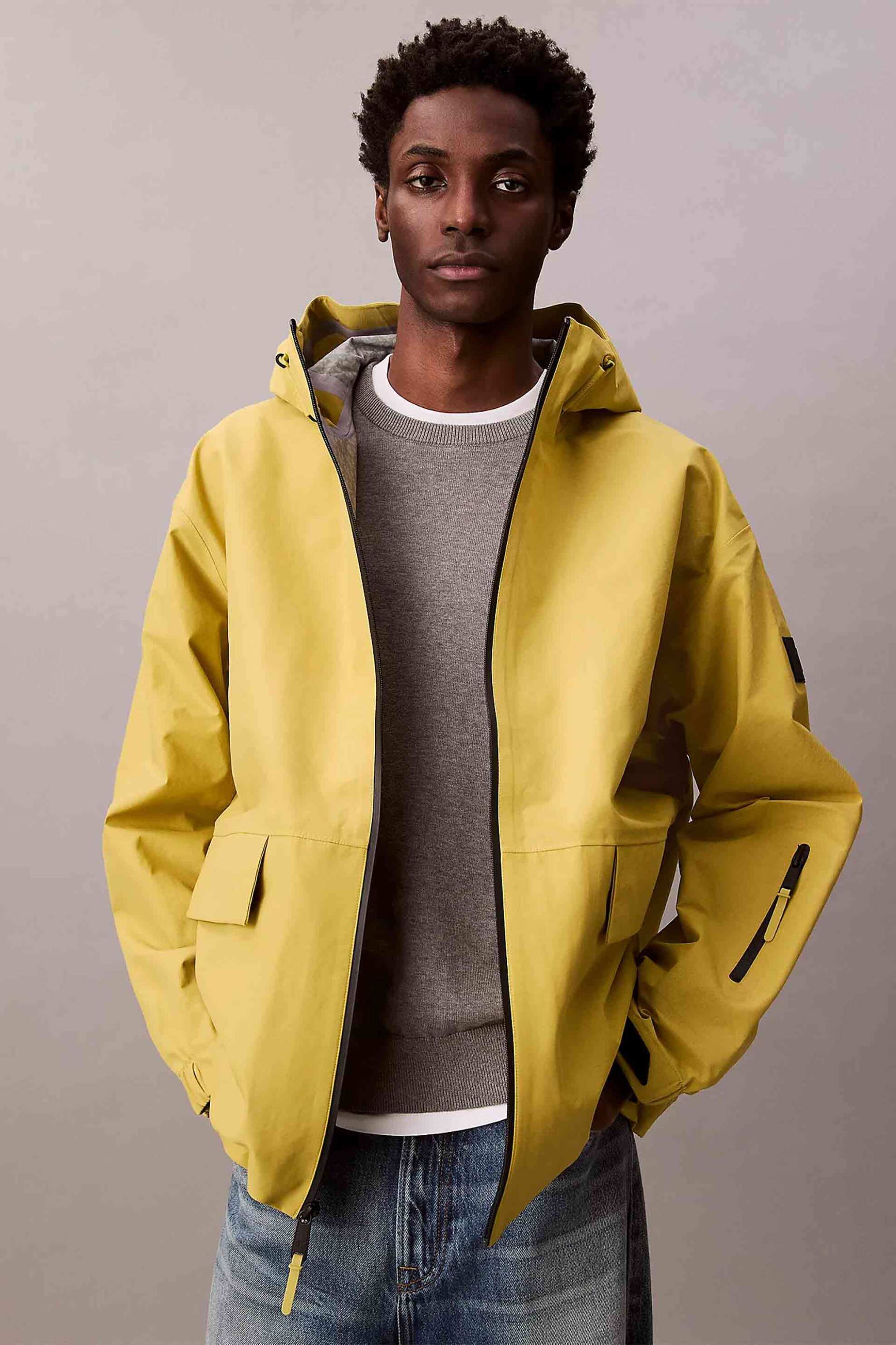 Calvin Klein Jeans ανδρικό jacket αδιάβροχο και αντιανεμικό Regular Fit - LV04RC509G Κίτρινο