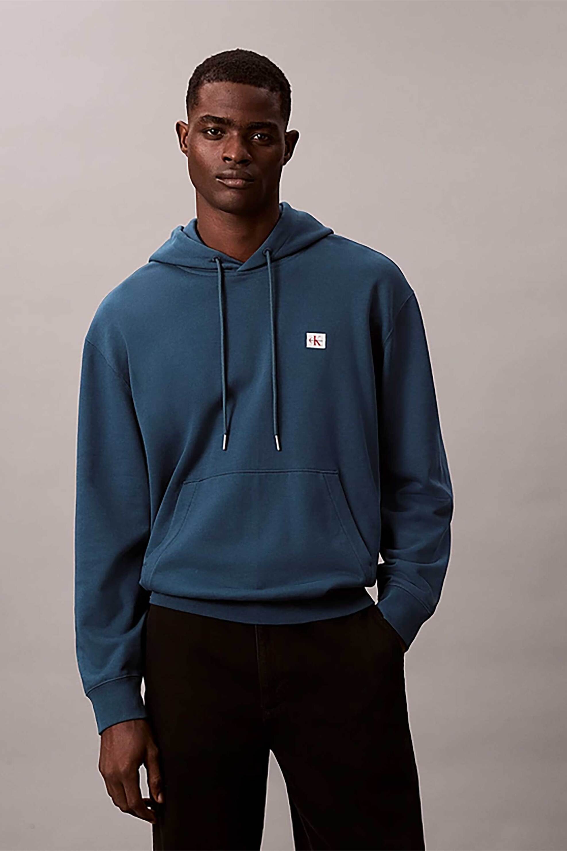 Calvin Klein Jeans ανδρική μπλούζα φούτερ με κουκούλα και λογότυπο Regular Fit - LV04RC274G Πετρόλ