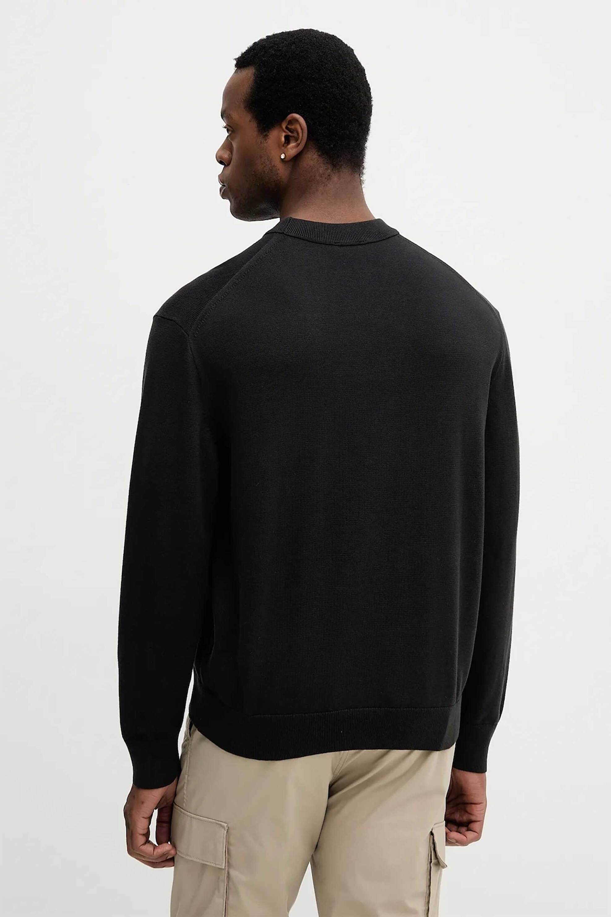 Calvin Klein Jeans Ανδρικό Βαμβακερό Πουλόβερ με Λογότυπο Regular Fit - Lv04Rc309G Μαύρο