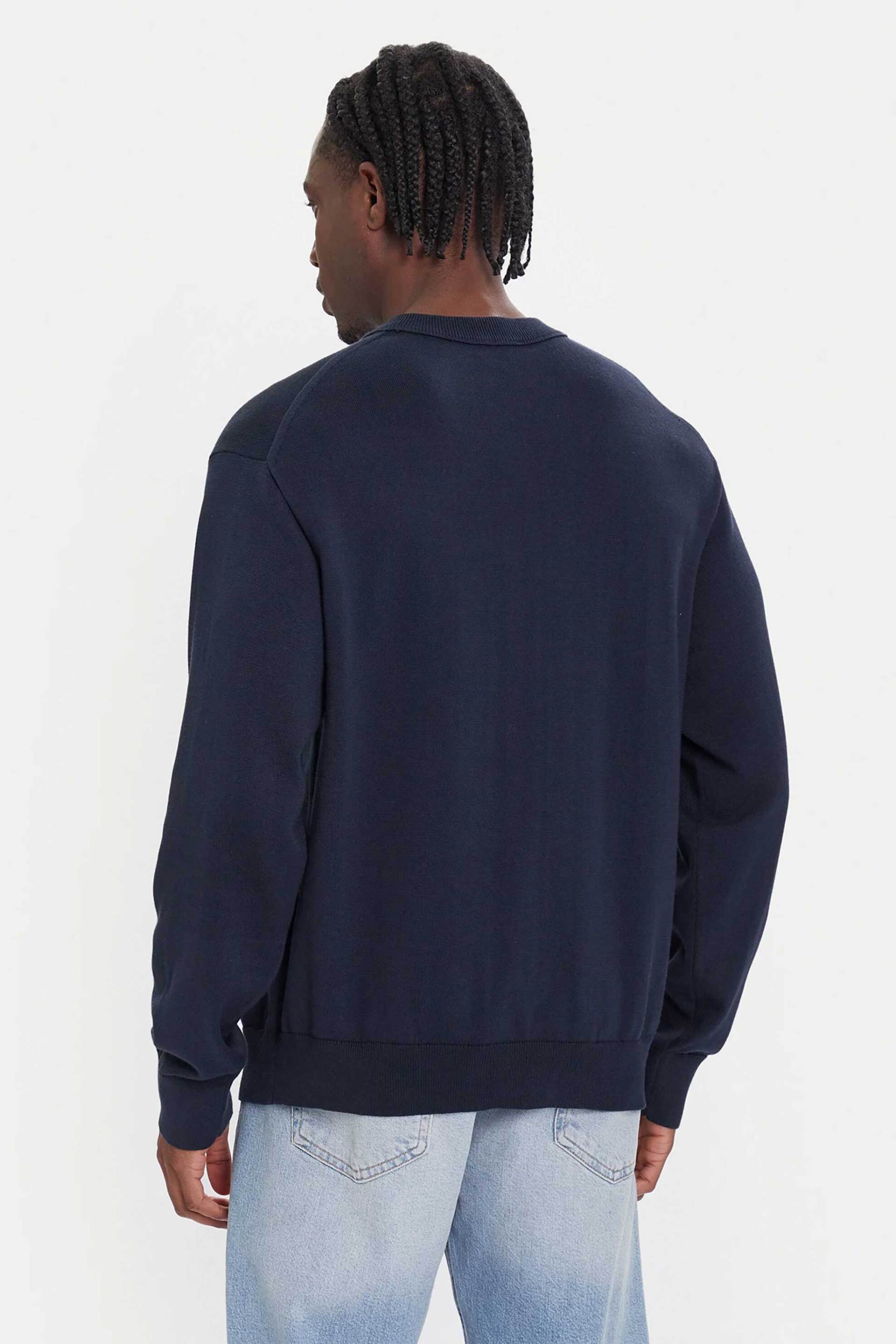 Calvin Klein Jeans Ανδρικό Βαμβακερό Πουλόβερ με Λογότυπο Regular Fit - Lv04Rc309G Σκούρο Μπλε