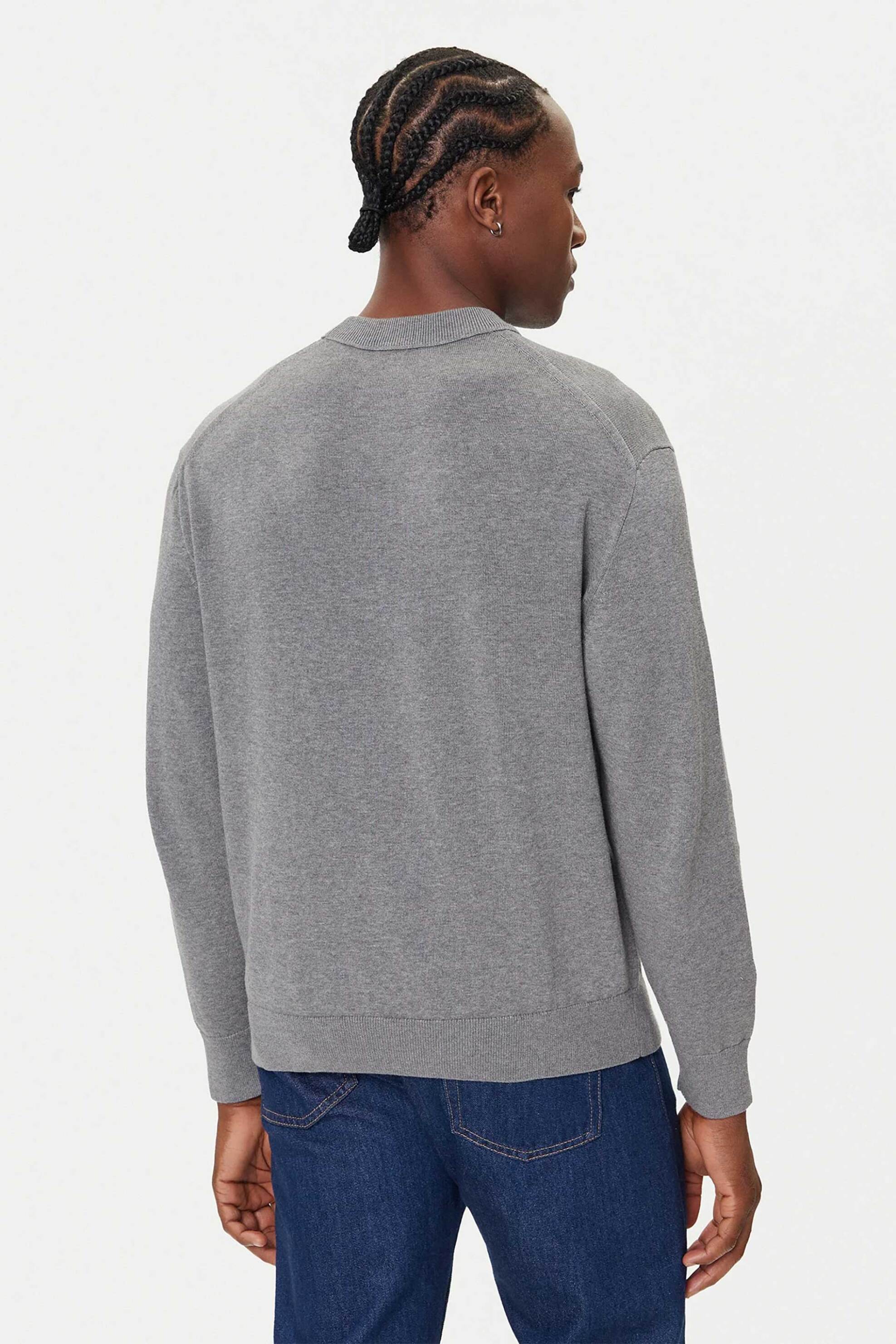 Calvin Klein Jeans Ανδρικό Βαμβακερό Πουλόβερ με Λογότυπο Regular Fit - Lv04Rc309G Γκρι