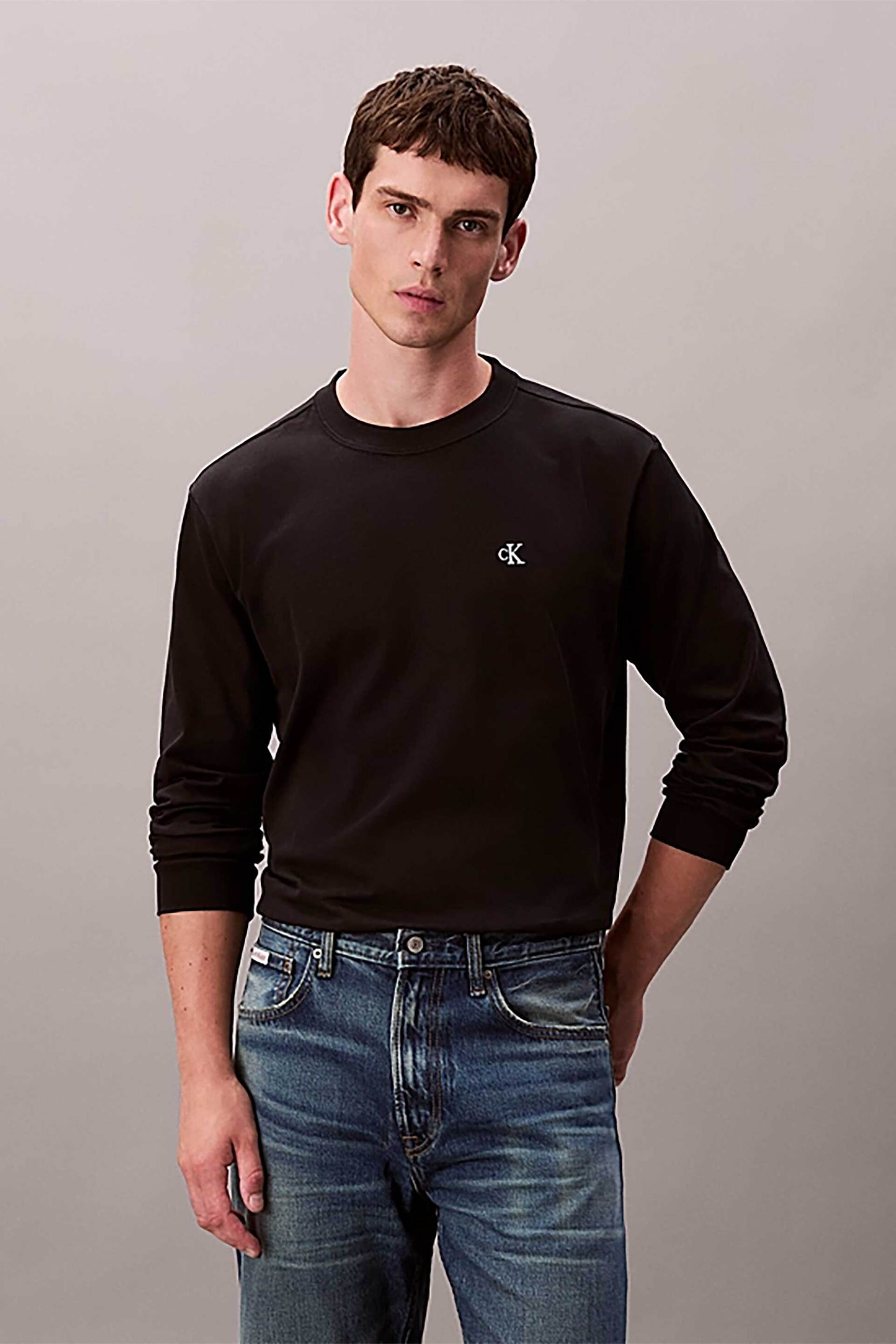 Calvin Klein Jeans ανδρική μακρυμάνικη μπλούζα με λογότυπο - LV04RD247G Μαύρο