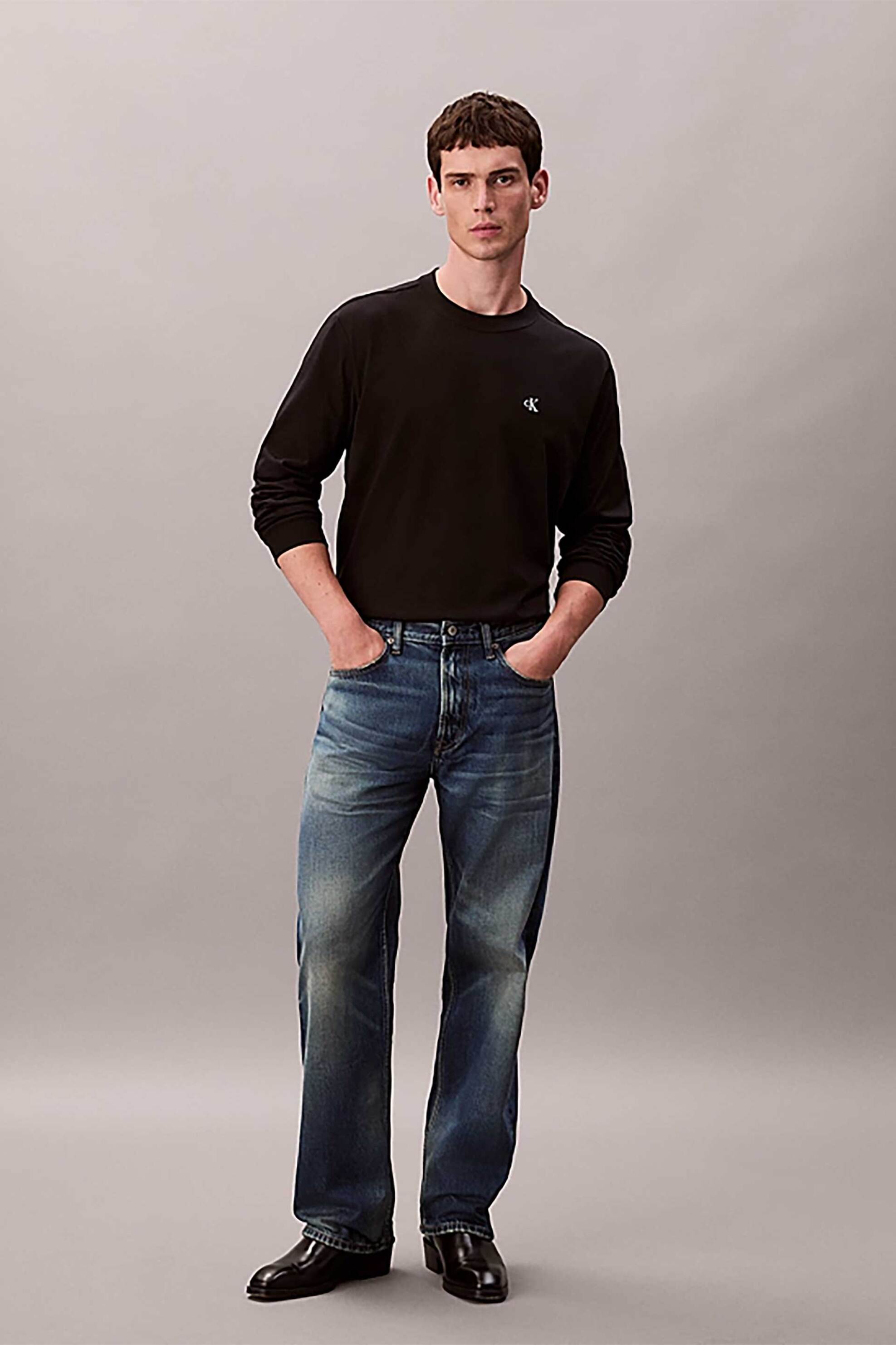 Calvin Klein Jeans ανδρική μακρυμάνικη μπλούζα με λογότυπο - LV04RD247G Μαύρο φωτογραφία