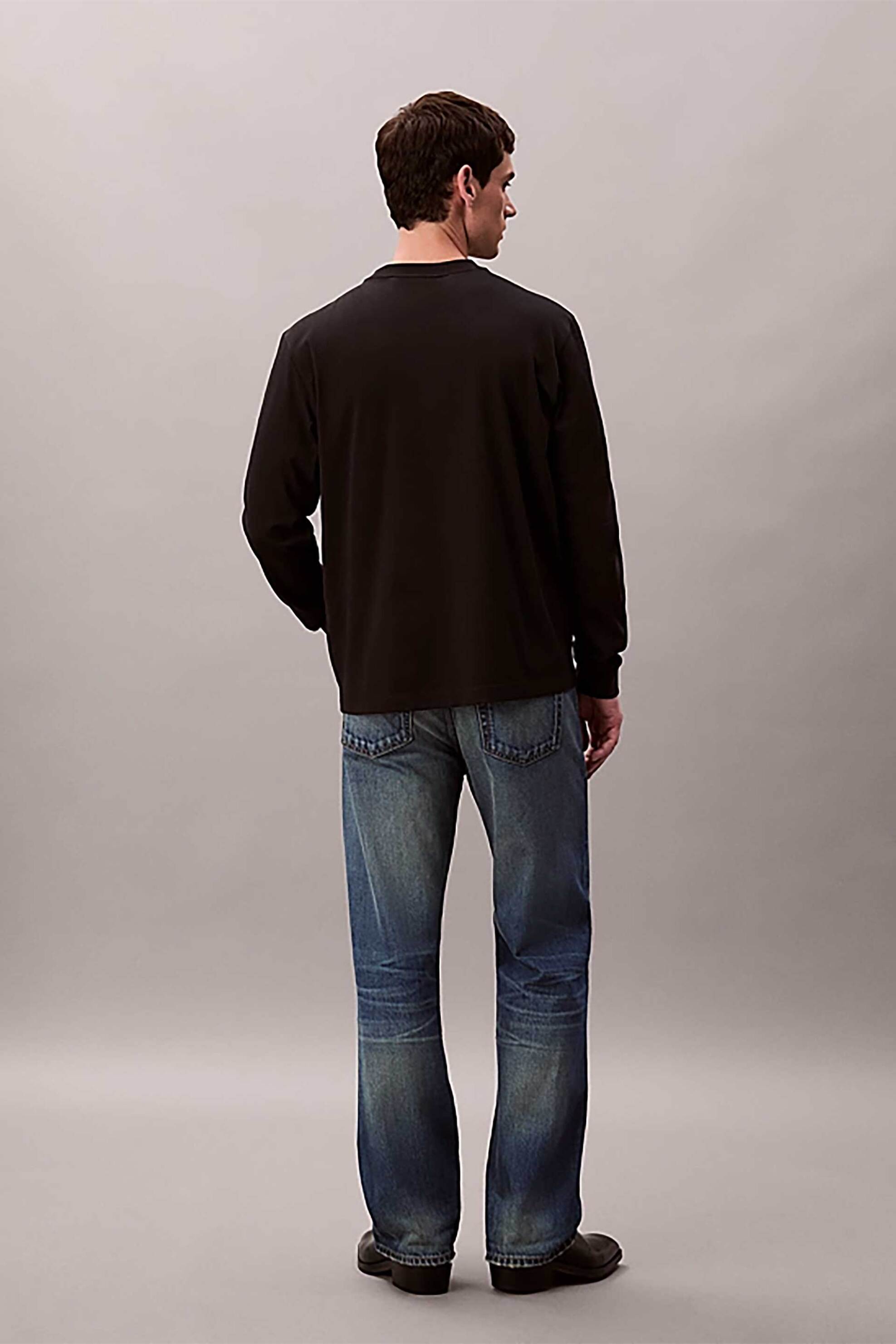 Calvin Klein Jeans Ανδρική Μακρυμάνικη Μπλούζα με Λογότυπο - Lv04Rd247G Μαύρο