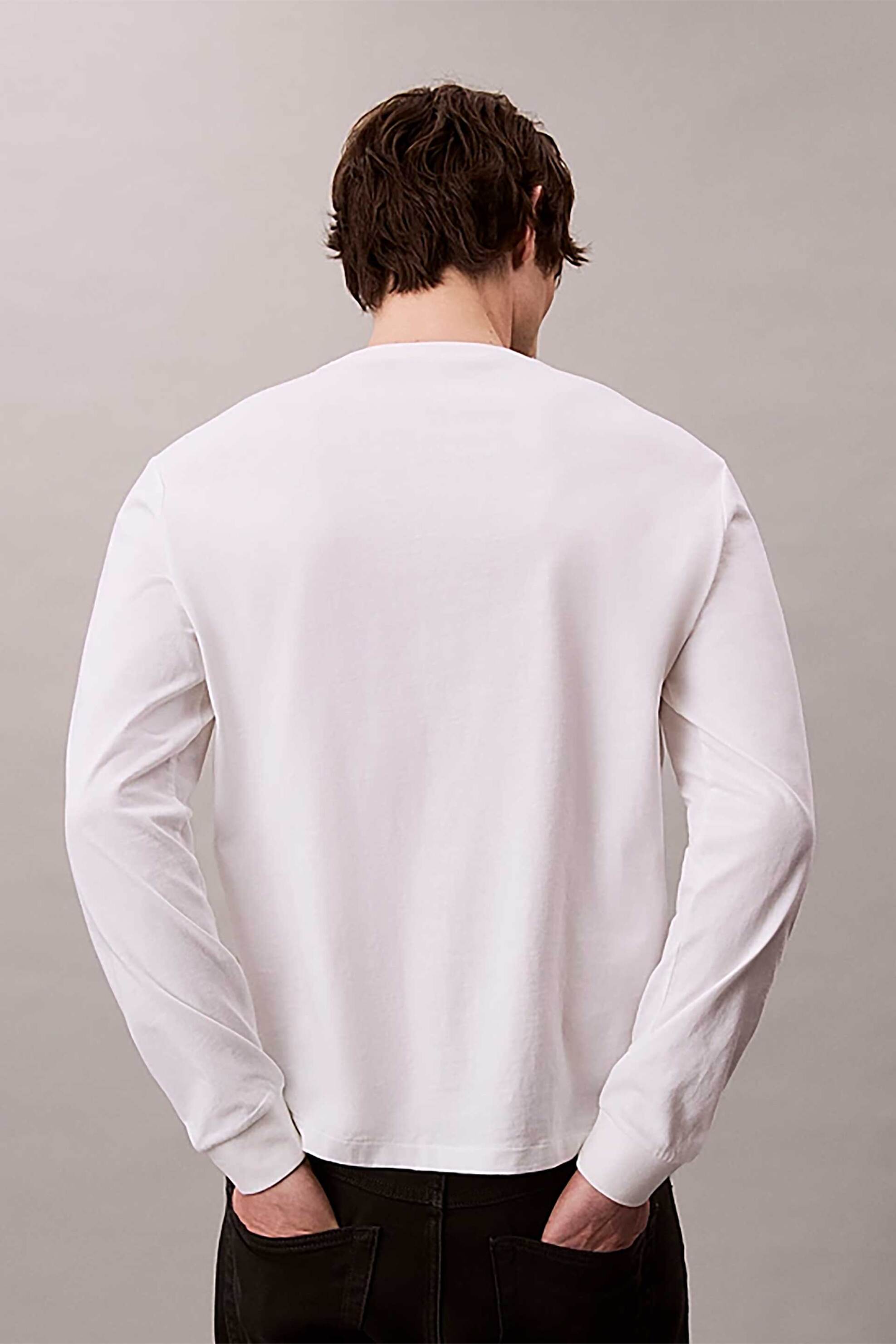 Calvin Klein Jeans ανδρική μακρυμάνικη μπλούζα με λογότυπο - LV04RD247G Λευκό φωτογραφία