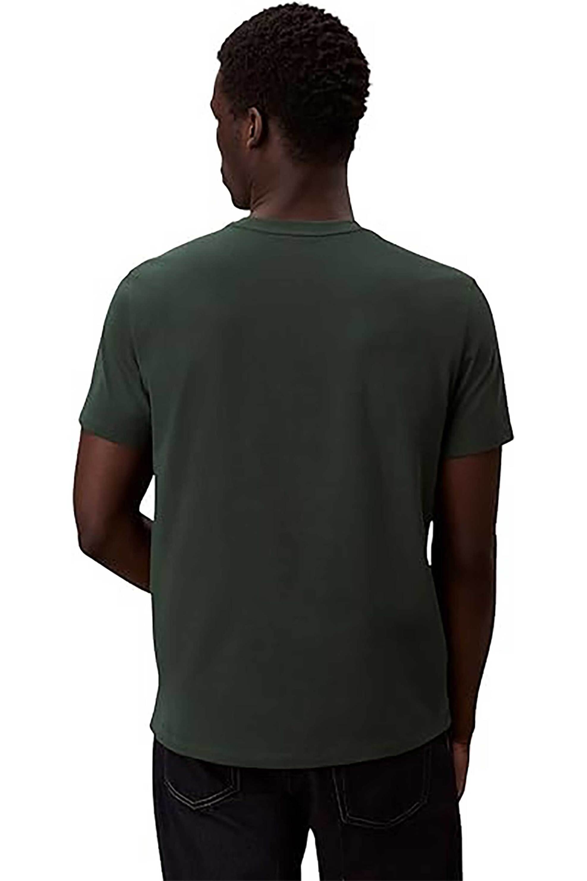Calvin Klein Jeans Ανδρικό T-Shirt Μονόχρωμο με Λογότυπο Regular Fit - Lv04Rd254G Πράσινο Σκούρο