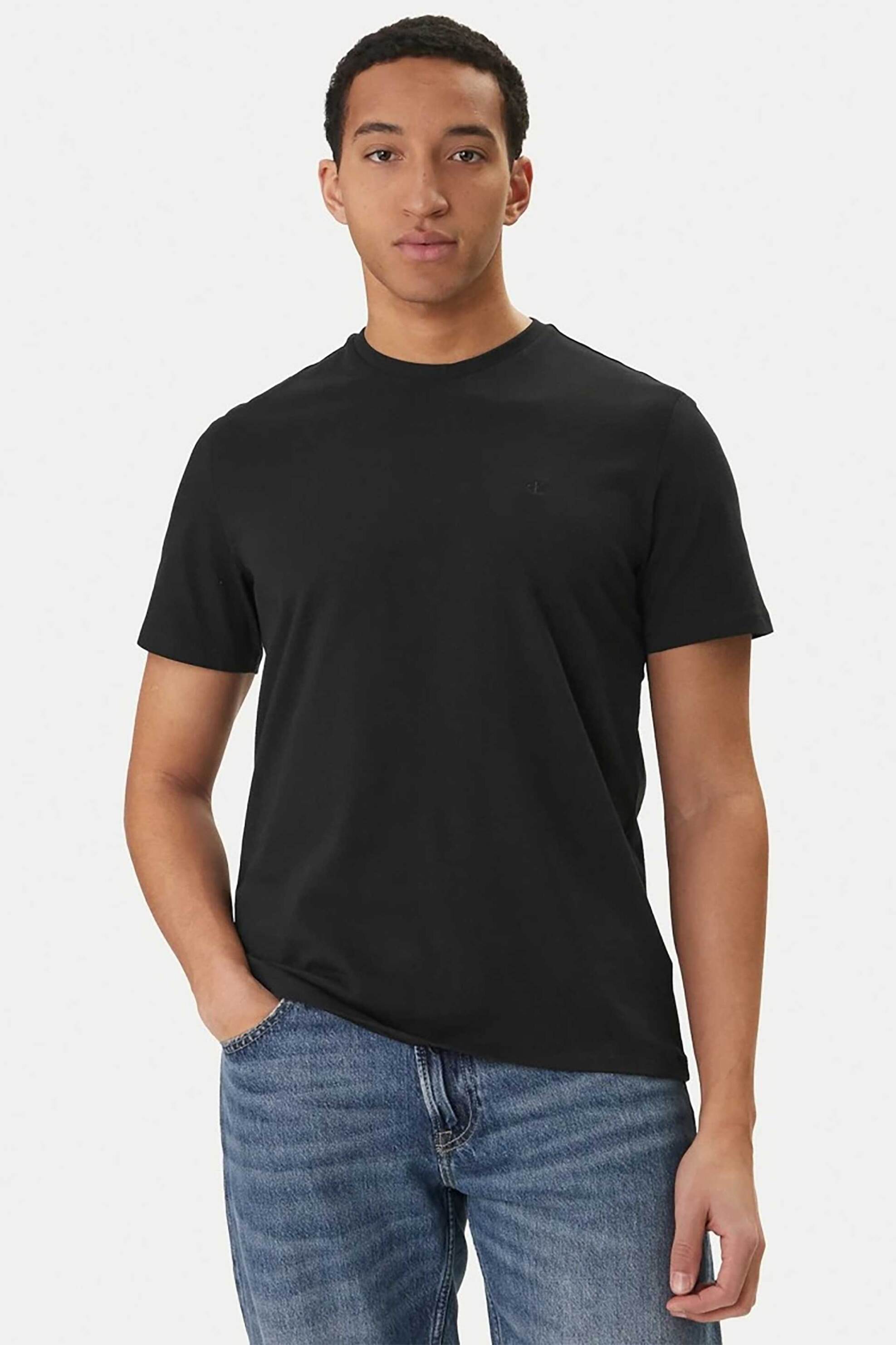 Calvin Klein Jeans ανδρικό T-shirt μονόχρωμο με λογότυπο Regular Fit - LV04RD254G Μαύρο