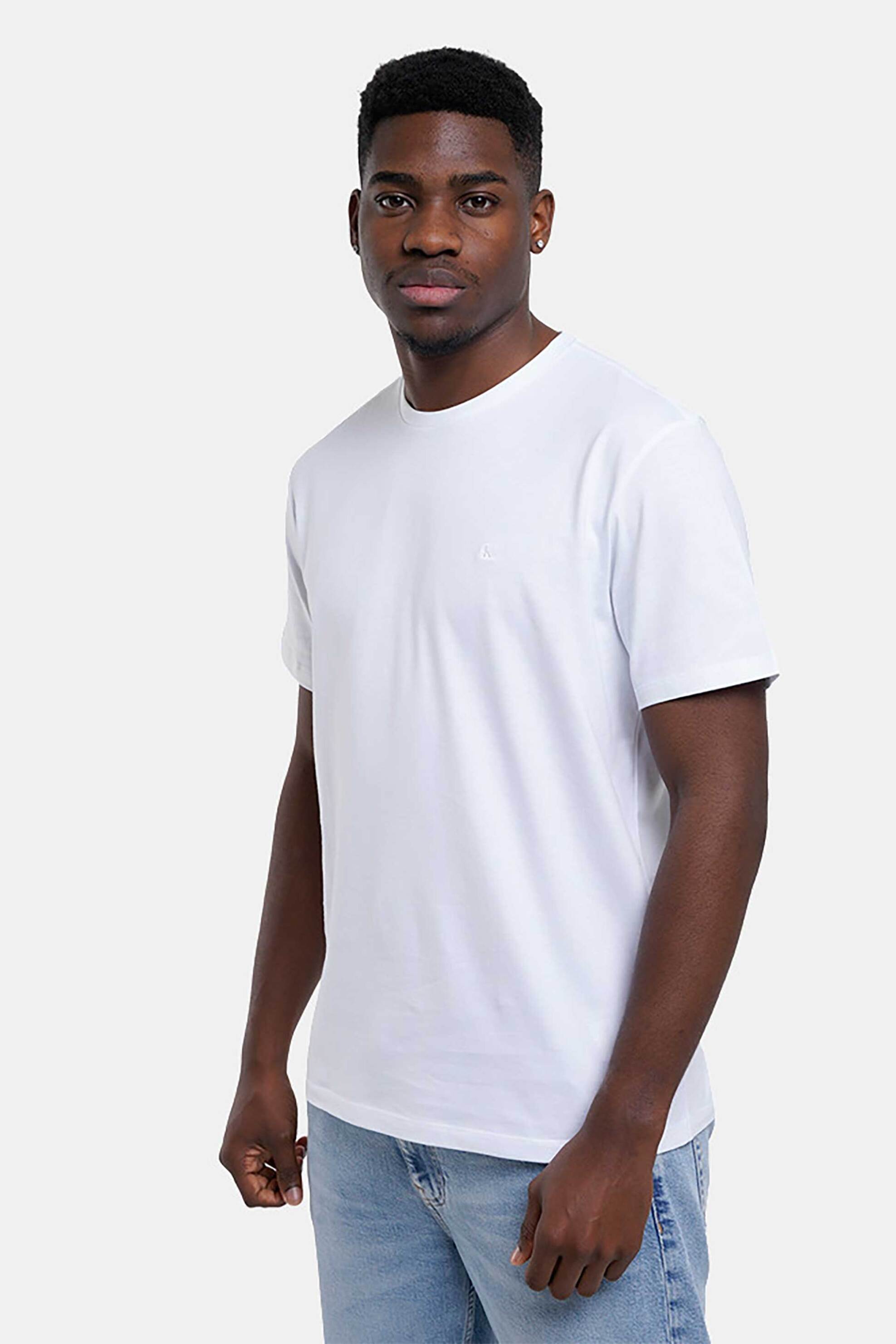 Calvin Klein Jeans ανδρικό T-shirt μονόχρωμο με λογότυπο Regular Fit - LV04RD254G Λευκό