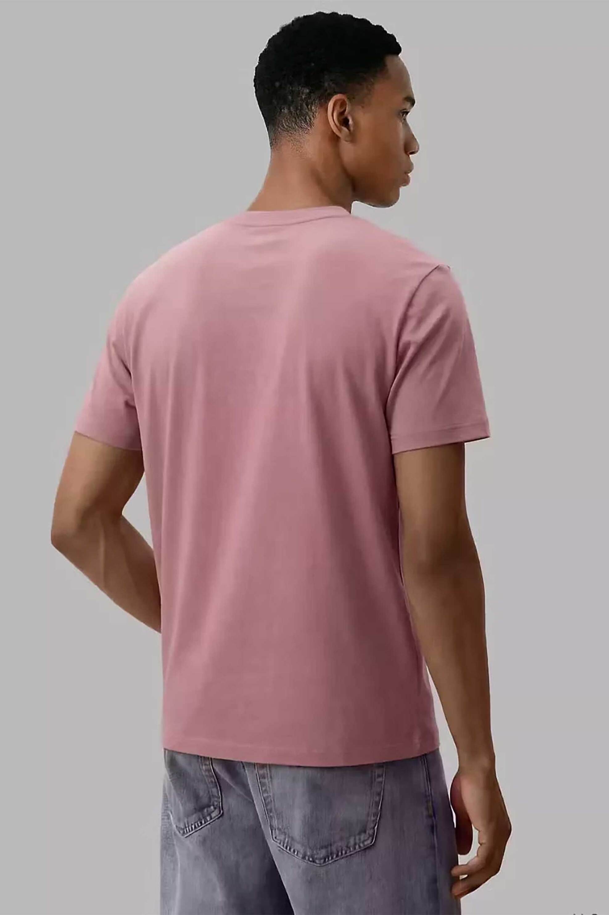 Calvin Klein Jeans Ανδρικό T-Shirt Μονόχρωμο με Λογότυπο Regular Fit - Lv04Rd254G Ροζ