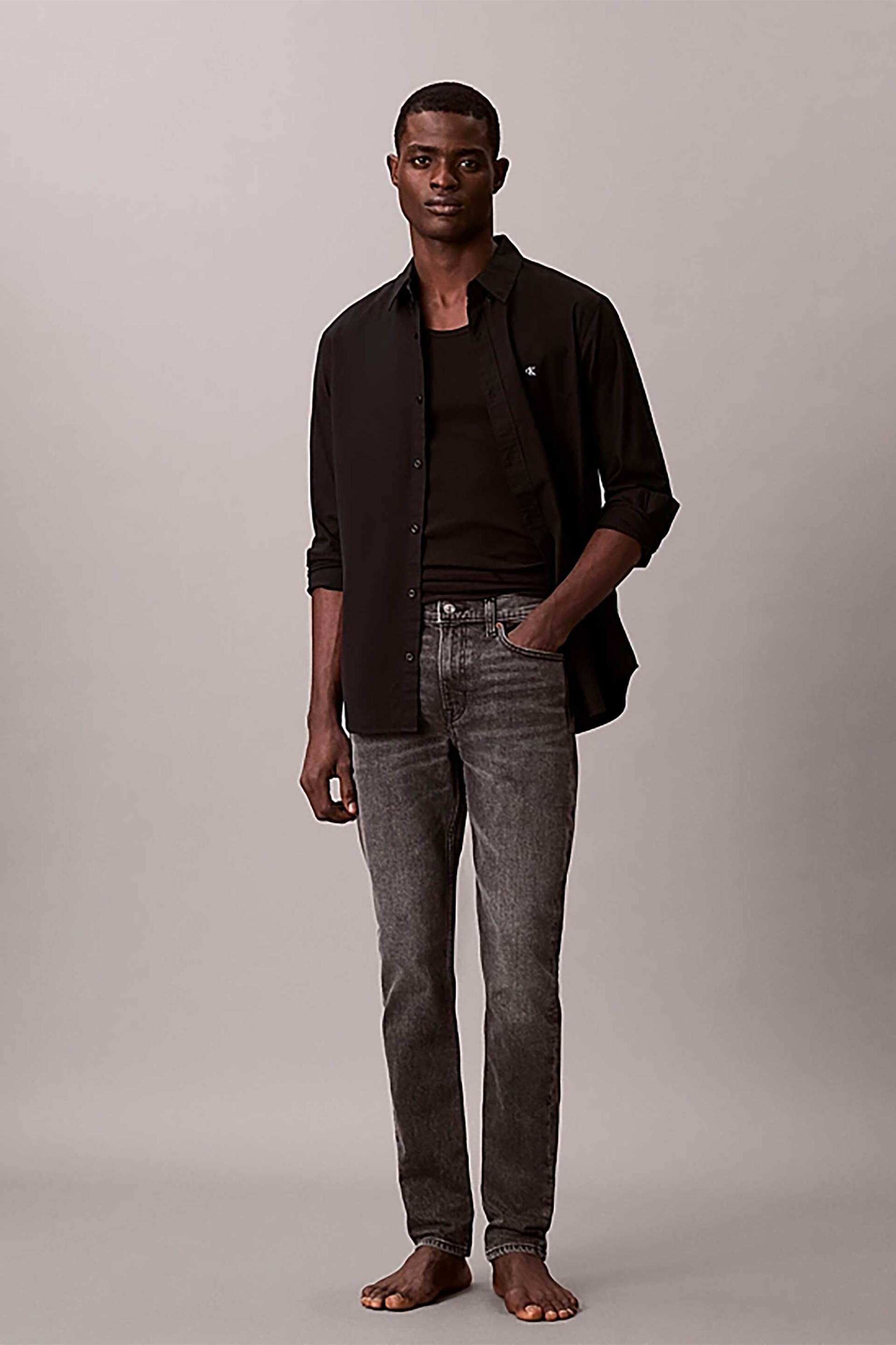 Calvin Klein Jeans ανδρικό τζιν παντελόνι πεντάτσεπο Tapered Fit - LV04RD702G Γκρι