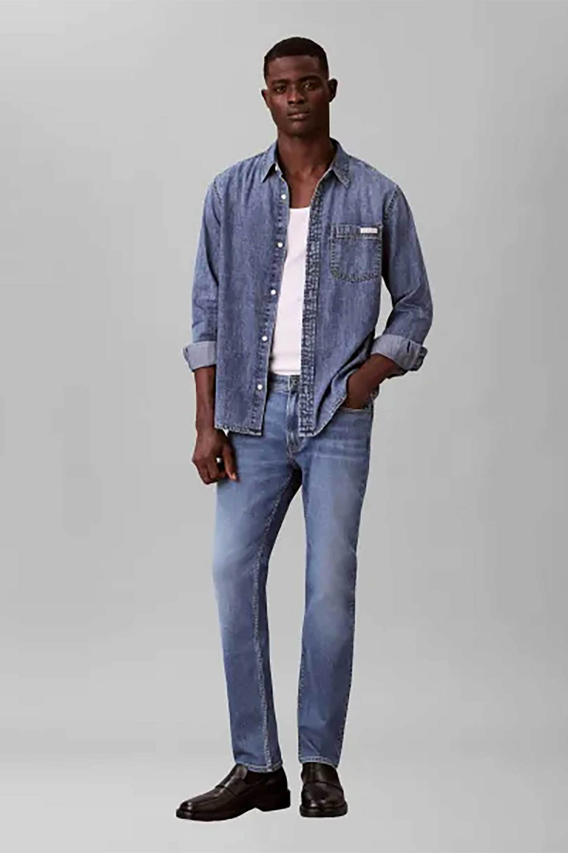 Calvin Klein Jeans ανδρικό τζιν παντελόνι πεντάτσεπο Slim Fit - LV04RE776G Denim Blue